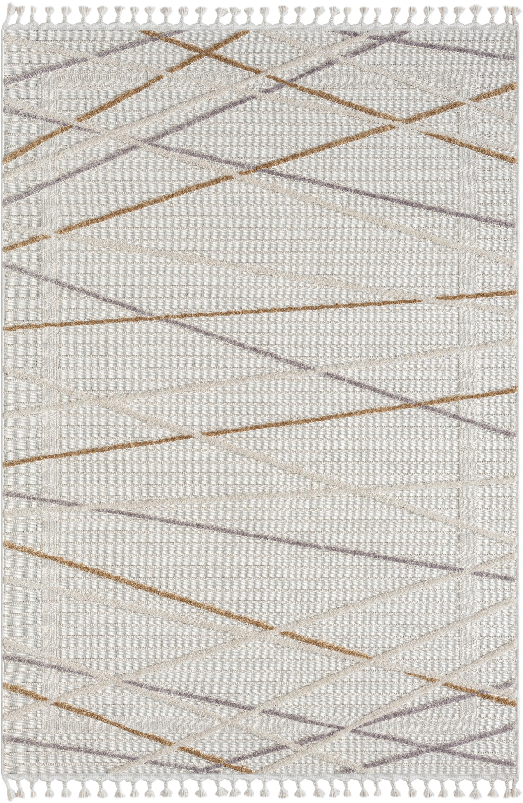 Myflair Möbel & Accessoires Teppich »Luana 1 Lagerräumung«, rechteckig, 10 mm Höhe, Kurzflor, Sisal Optik, Hoch-Tief Effekt, mit Fransen, besonders weich