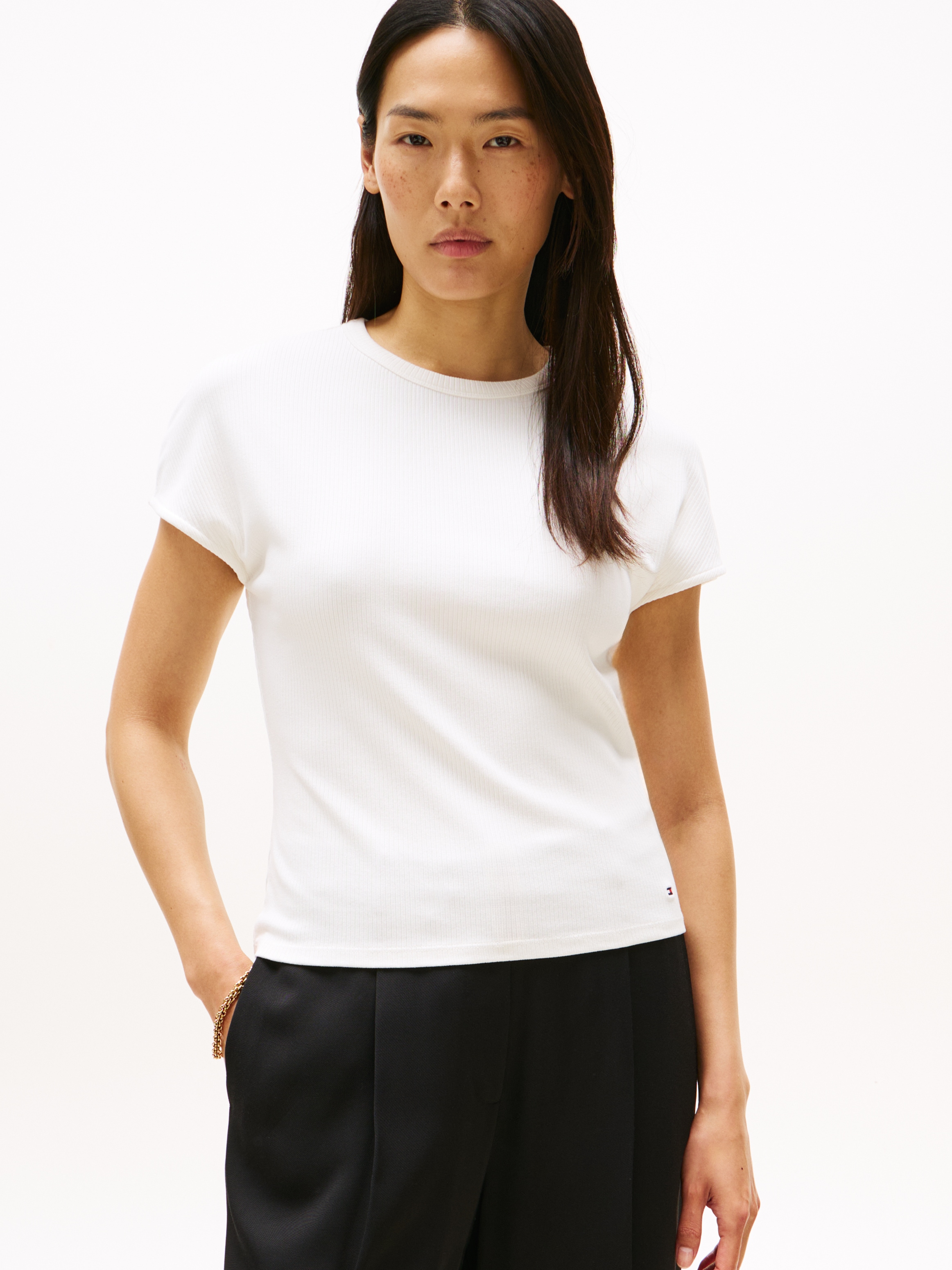 Tommy Hilfiger Kurzarmshirt »5X2 RIB SLIM C-NK CAP SLV TEE«