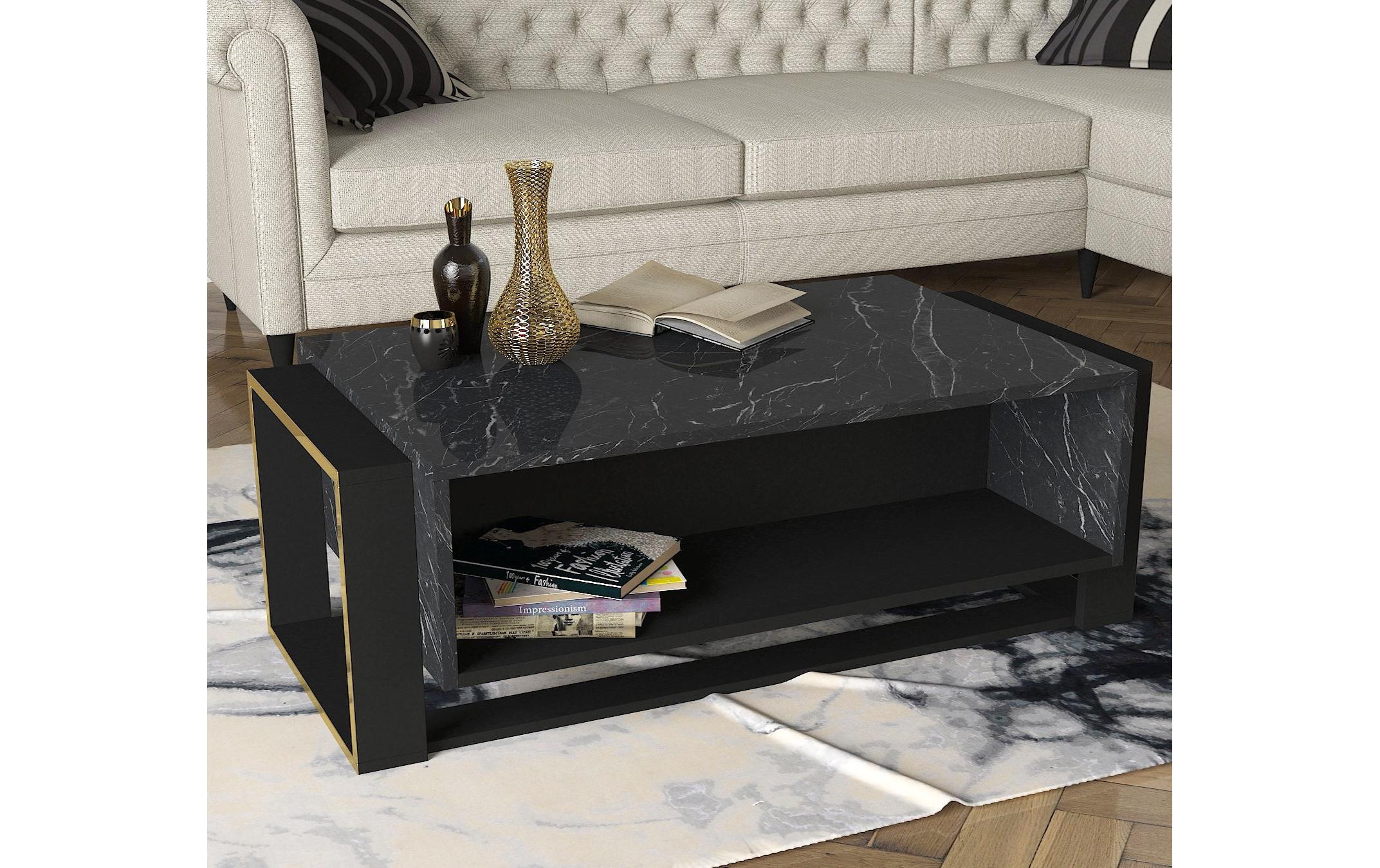 WOODY FASHION Beistelltisch »Bianco 106,4 x 40,4 x 60 cm, Goldfarben/Schwarz«