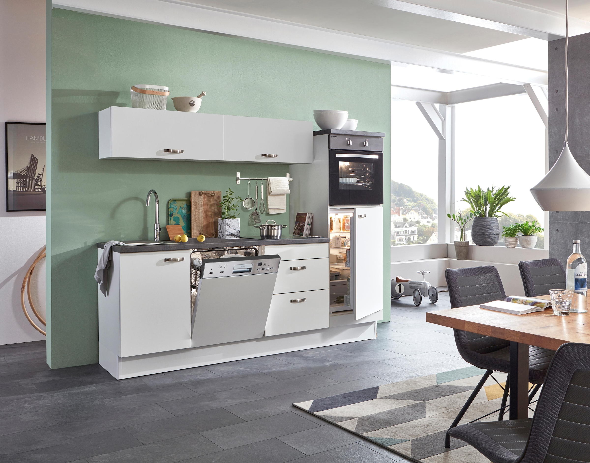 KOCHSTATION Küchenzeile »KS-Cara«, mit Vollauszügen und Soft-Close-Funktion, Breite 240 cm