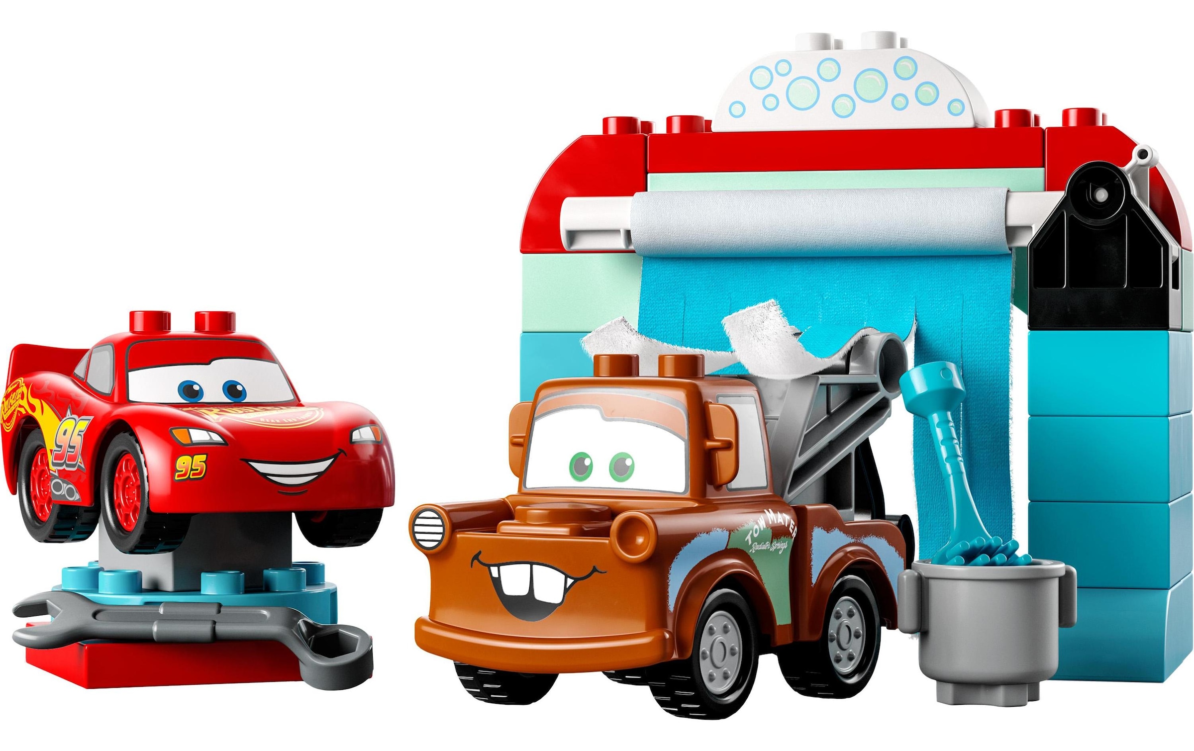 LEGO® Konstruktionsspielsteine »L. McQueen & Mater in Waschanlage«, (29 St.)