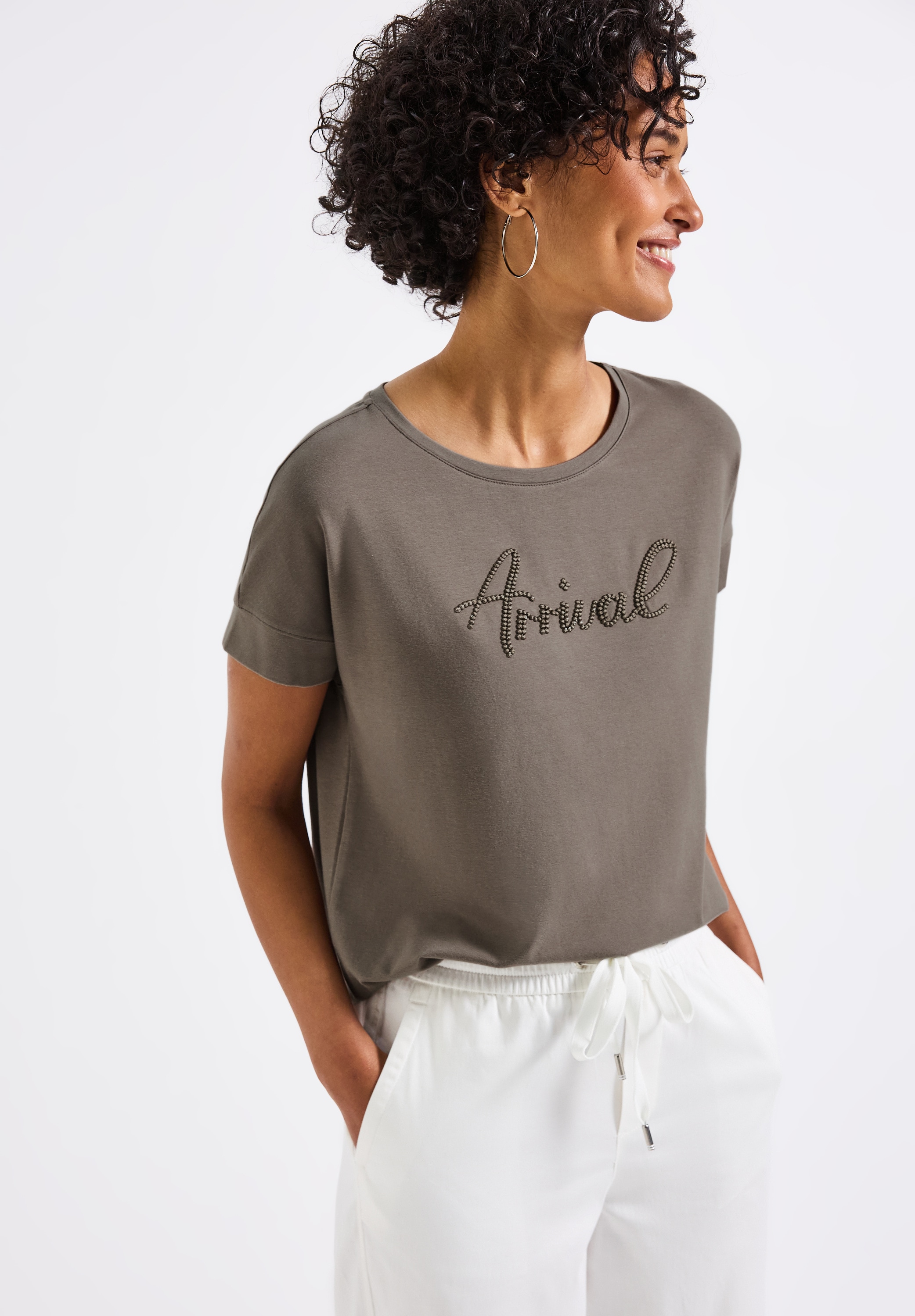 STREET ONE Shirttop mit Wording-Stickerei