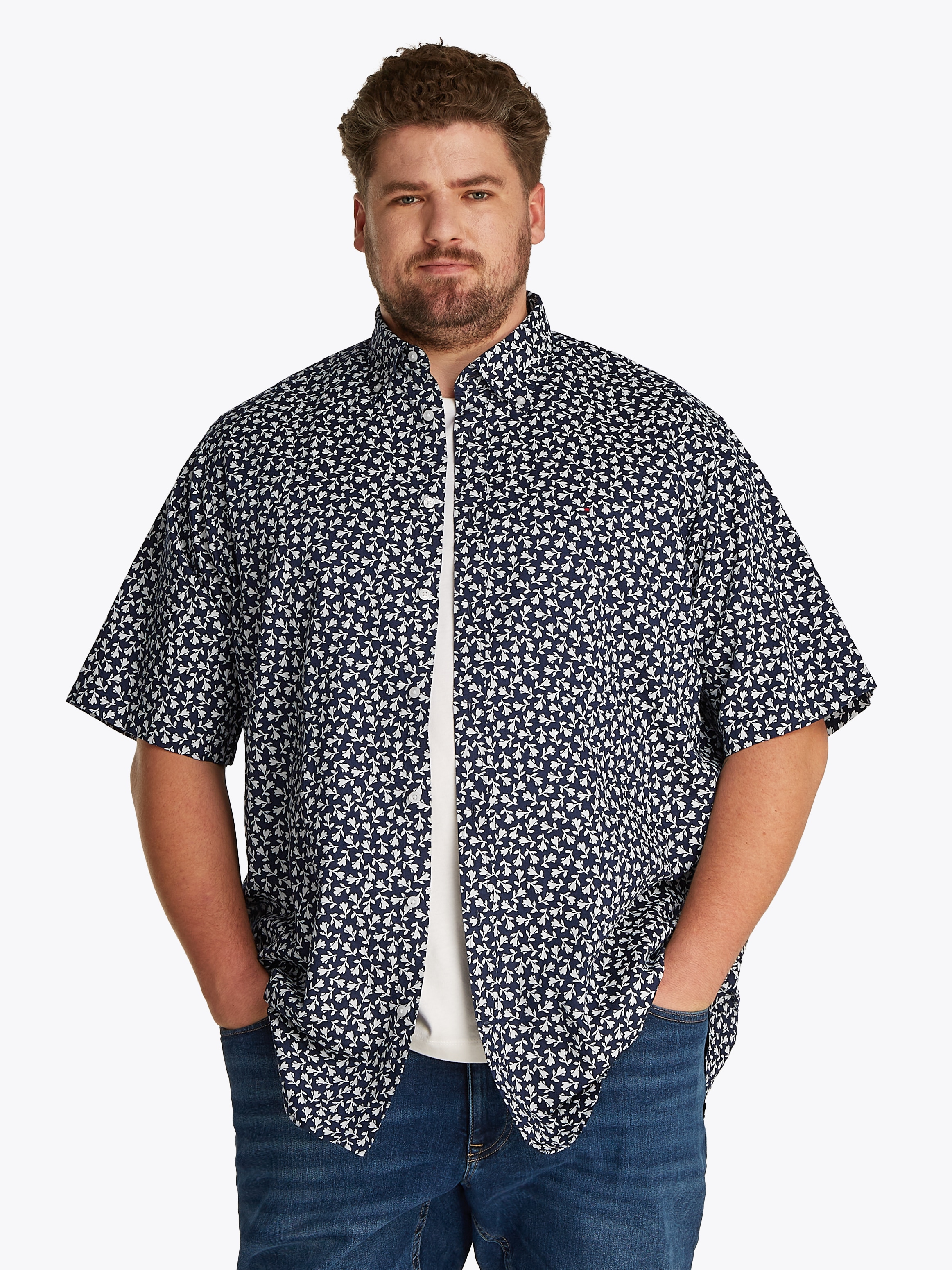 Tommy Hilfiger Big & Tall Kurzarmhemd »BT-LINEN BLEND MPRINT«, mit Allover-Print, Grosse Grössen