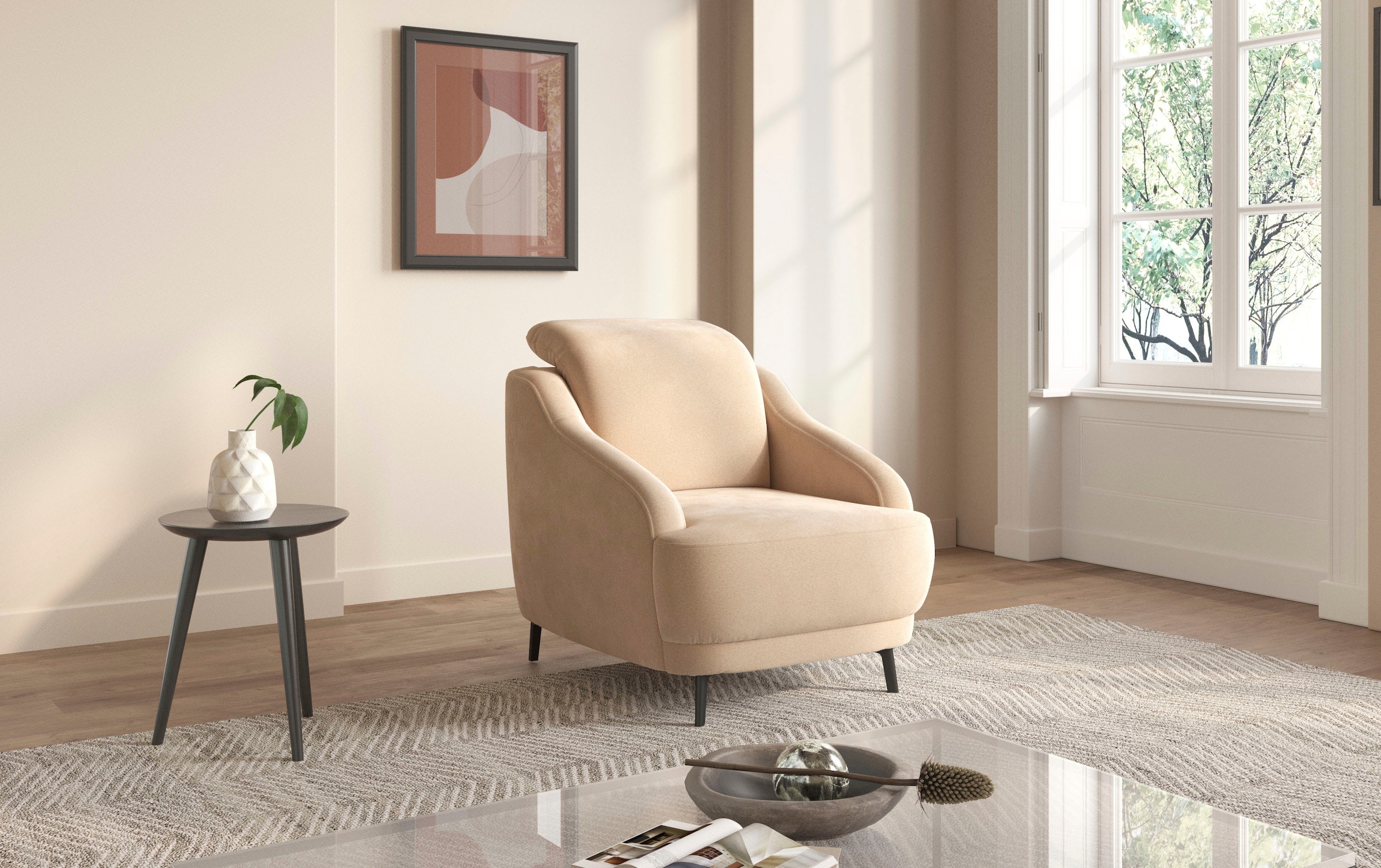 sit&more Sessel »Blues«, (1 St.), mit Metallfüssen, schwarz-matt