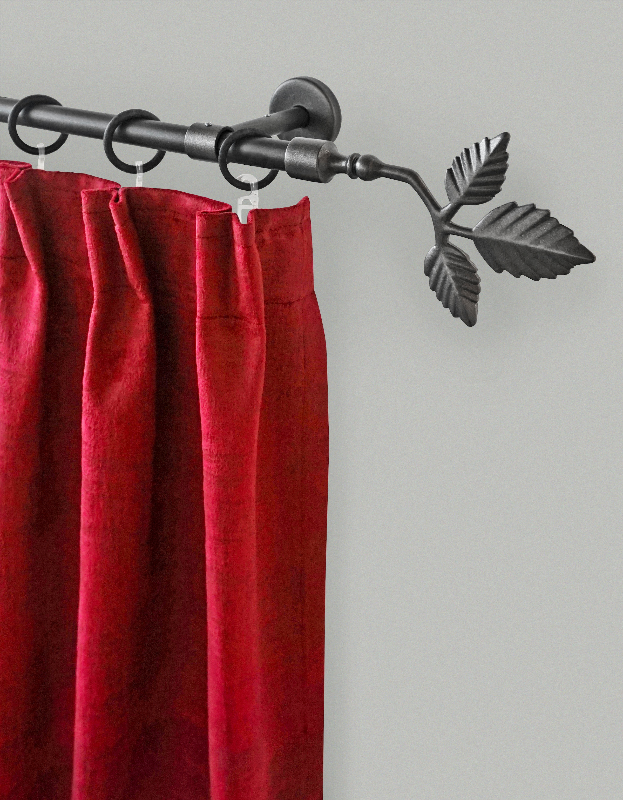 GARESA Gardinenstange "RUSTIKA" Ø 16 mm 1 läufig-läufig Wunschmasslänge rustikale Vorhanggarnitur, verlängerbar, m. Ringe, Endk. Blatt