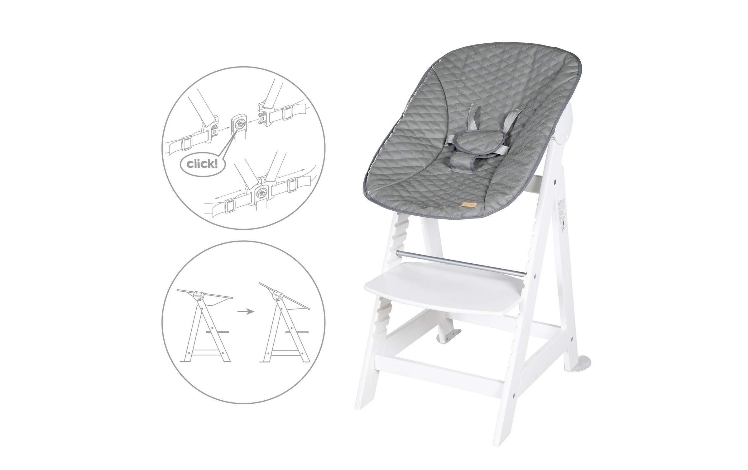 roba® Hochstuhl »Born up Set 2-in-1 Weiss, Stone gesteppt«