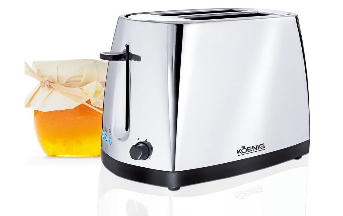 KOENIG Toaster »Chrome Line Chrom/Schwarz« 2 lange Schlitze für 2 Scheiben 900 W KOENIG Toaster »Chrome Line Chrom/Schwarz« 2 lange Schlitze für 2 Scheiben 900 W