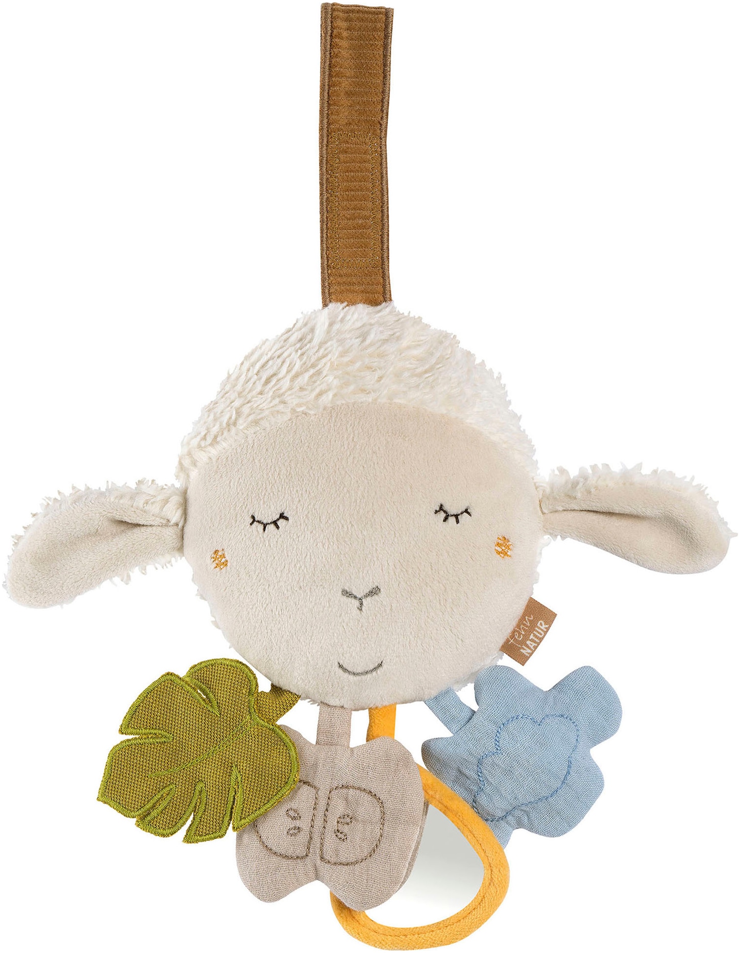 Fehn Greifspielzeug "fehnNATUR, Activity-Schaf" zur Befestigung an Kinderwagen, Babyschale oder Bett