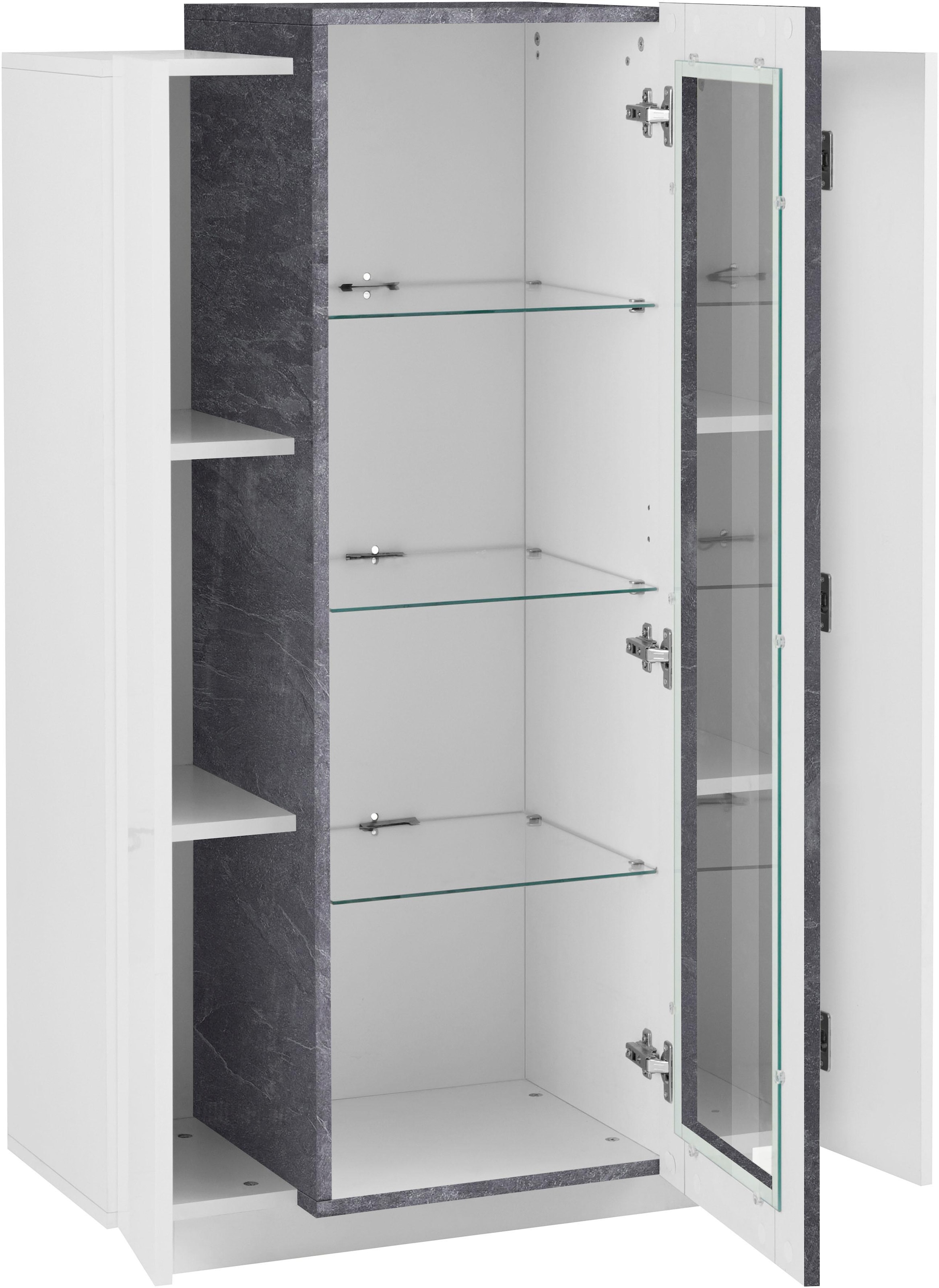 INOSIGN Vitrine »Coro, Vitrine, Glasvitrine, Vitrinenschrank, Stauraumvitrine«, 3 Türen davon 1 Glastür,9 Fächer, Doppeltiefe, Höhe 120,5