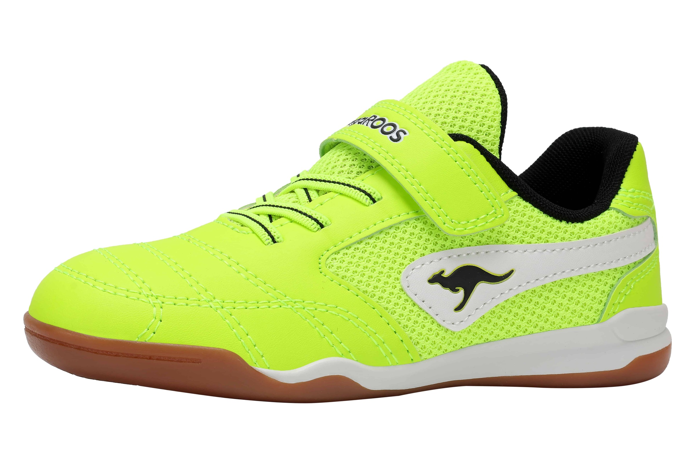 Kangaroos, Unisex, KangaROOS Indoorschuh »K-BRACEYARD EV« Hallenschuh für Kinder und Jugendliche, mit Klettverschluss, neon gelb, jet schwarz, 33, 