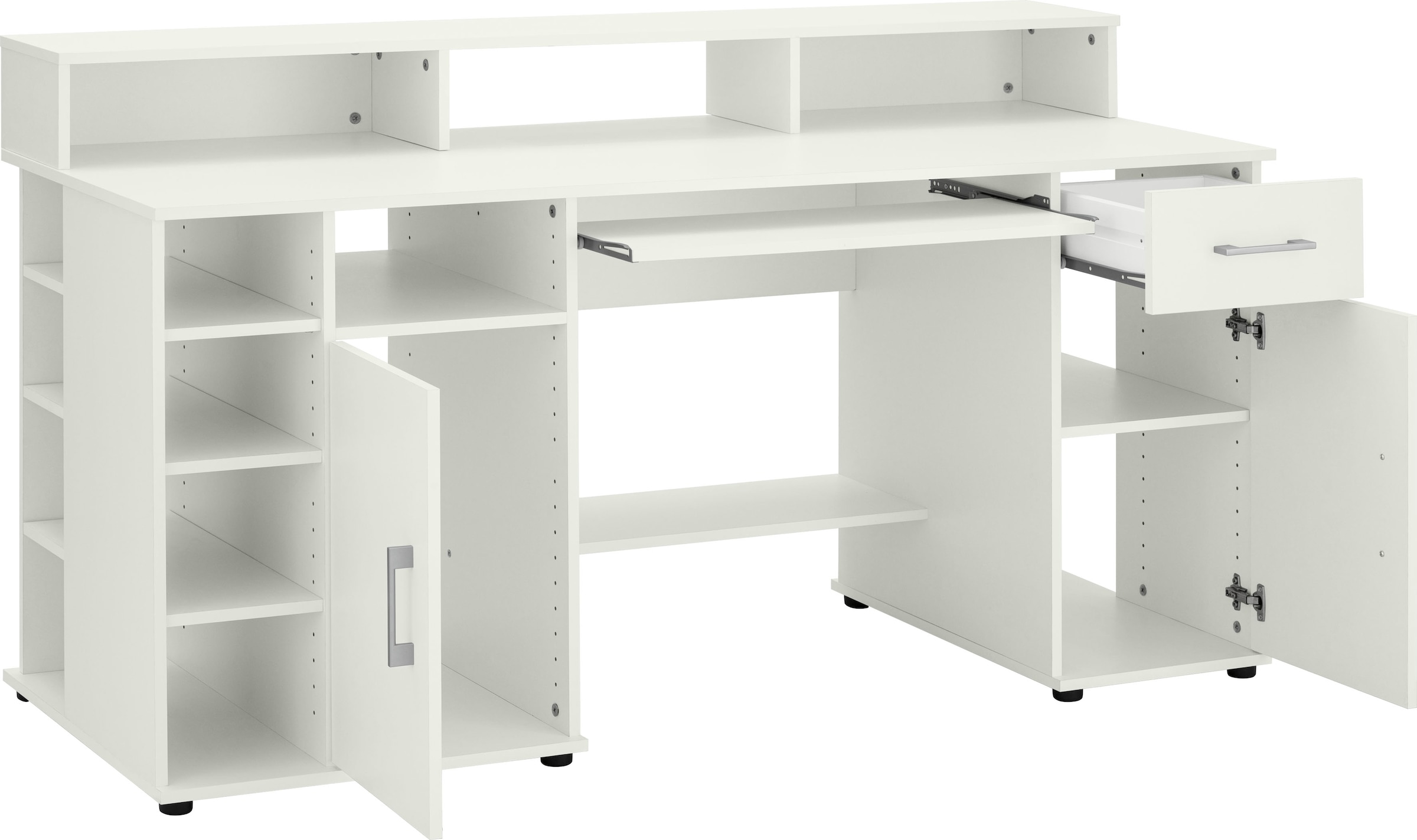 VOGL Möbelfabrik Schreibtisch »Timra mit Monitoraufsatz, Tastaturauszug & Towerfach,«, Breite 154 oder 178 cm, Made in Germany