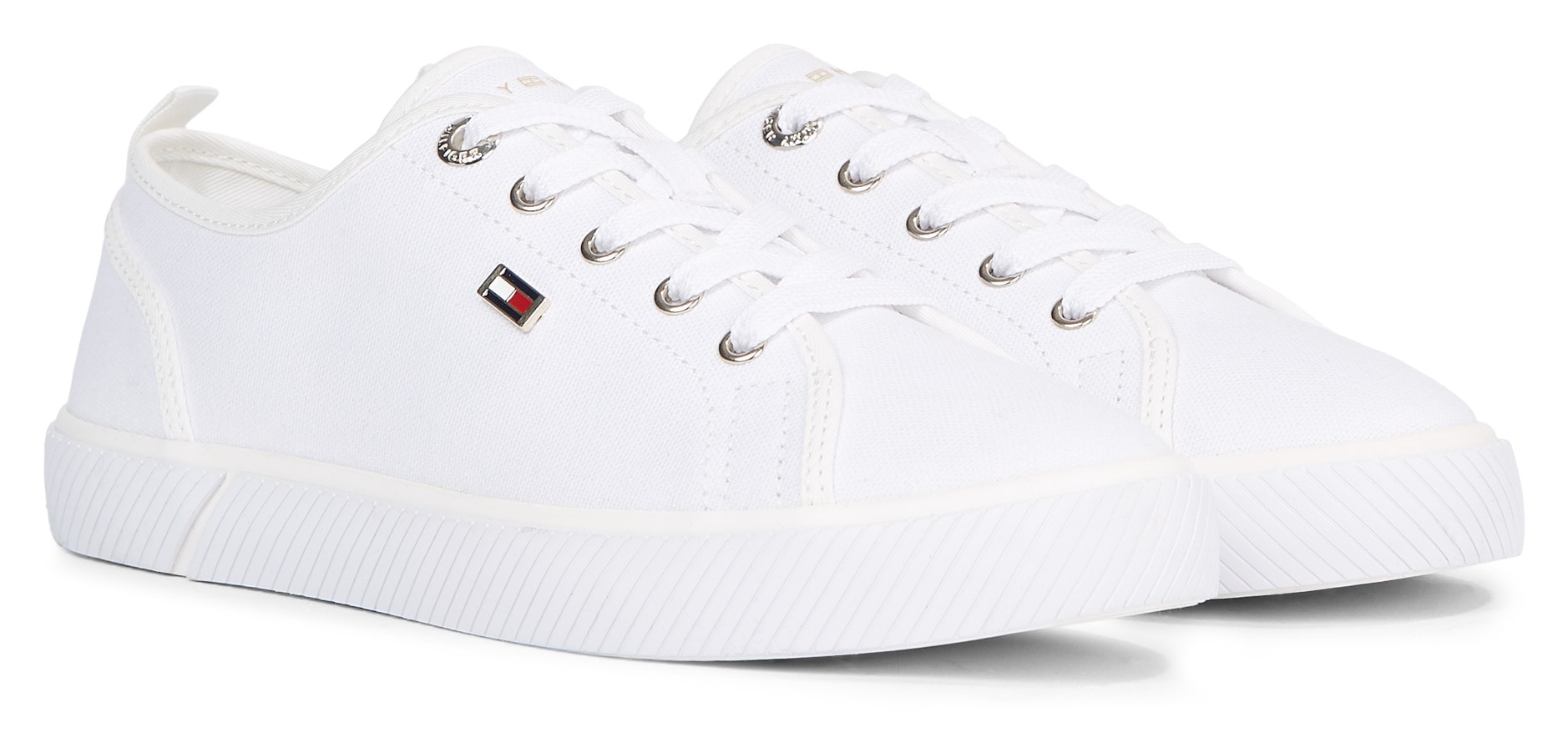 Tommy Hilfiger Plateausneaker »VULC CANVAS SNEAKER«, Freizeitschuh, Halbschuh, Schnürschuh mit praktischer Anziehlasche