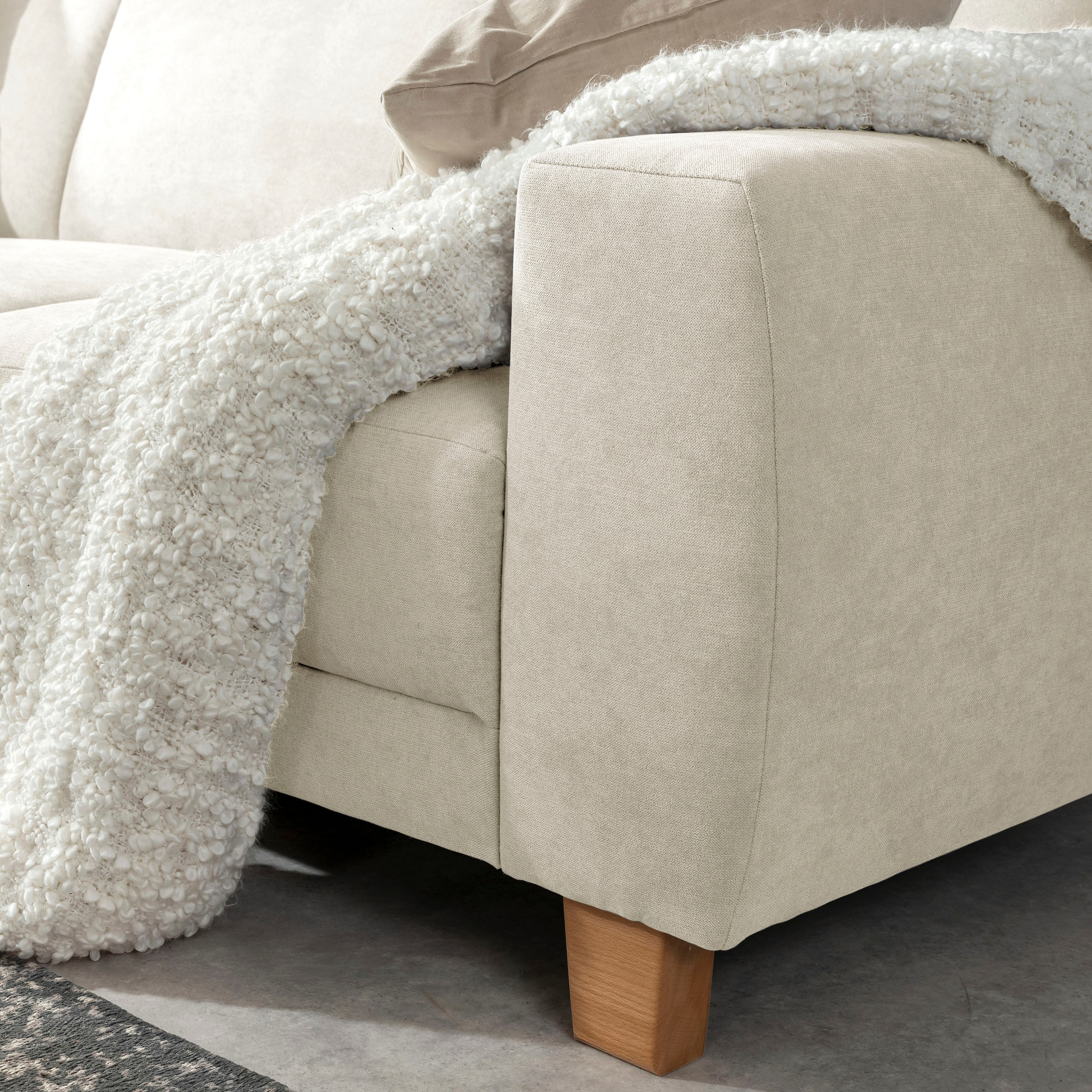 Max Winzer® Ecksofa »Blackpool modern, mittlere Sitzhärte mit hochwertiger Schaumpolsterung«, Lounge-Charakter durch niedrigen, leicht gewölbten Rücken