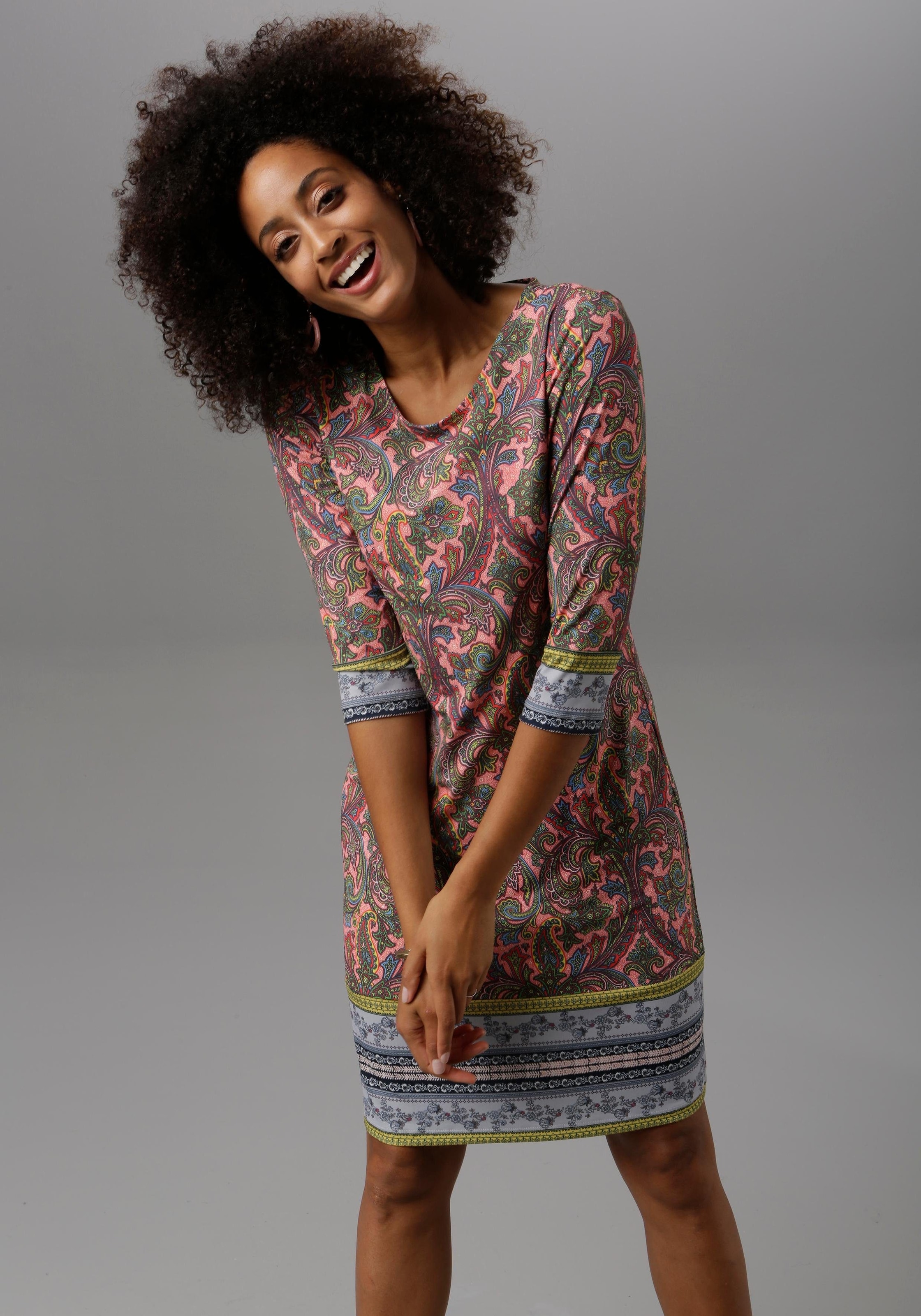 bei online im Aniston Jerseykleid, SELECTED Schweiz Jelmoli-Versand Muster kaufen farbenfrohen