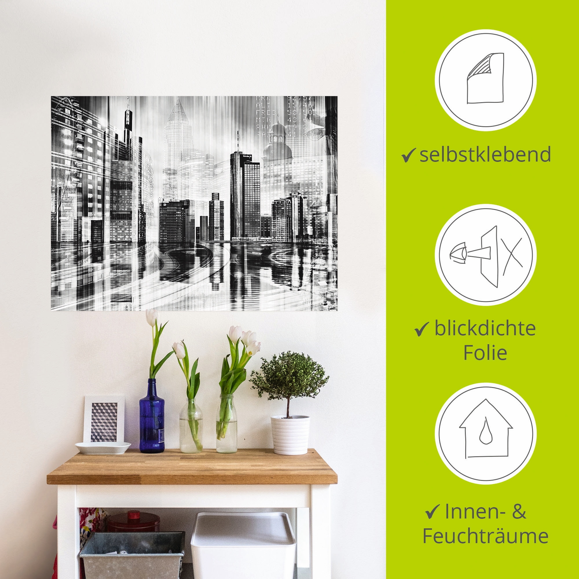 Artland Wandbild »Frankfurt Skyline Collage 01«, Deutschland, (1 St.), als Leinwandbild, Wandaufkleber in verschied. Grössen