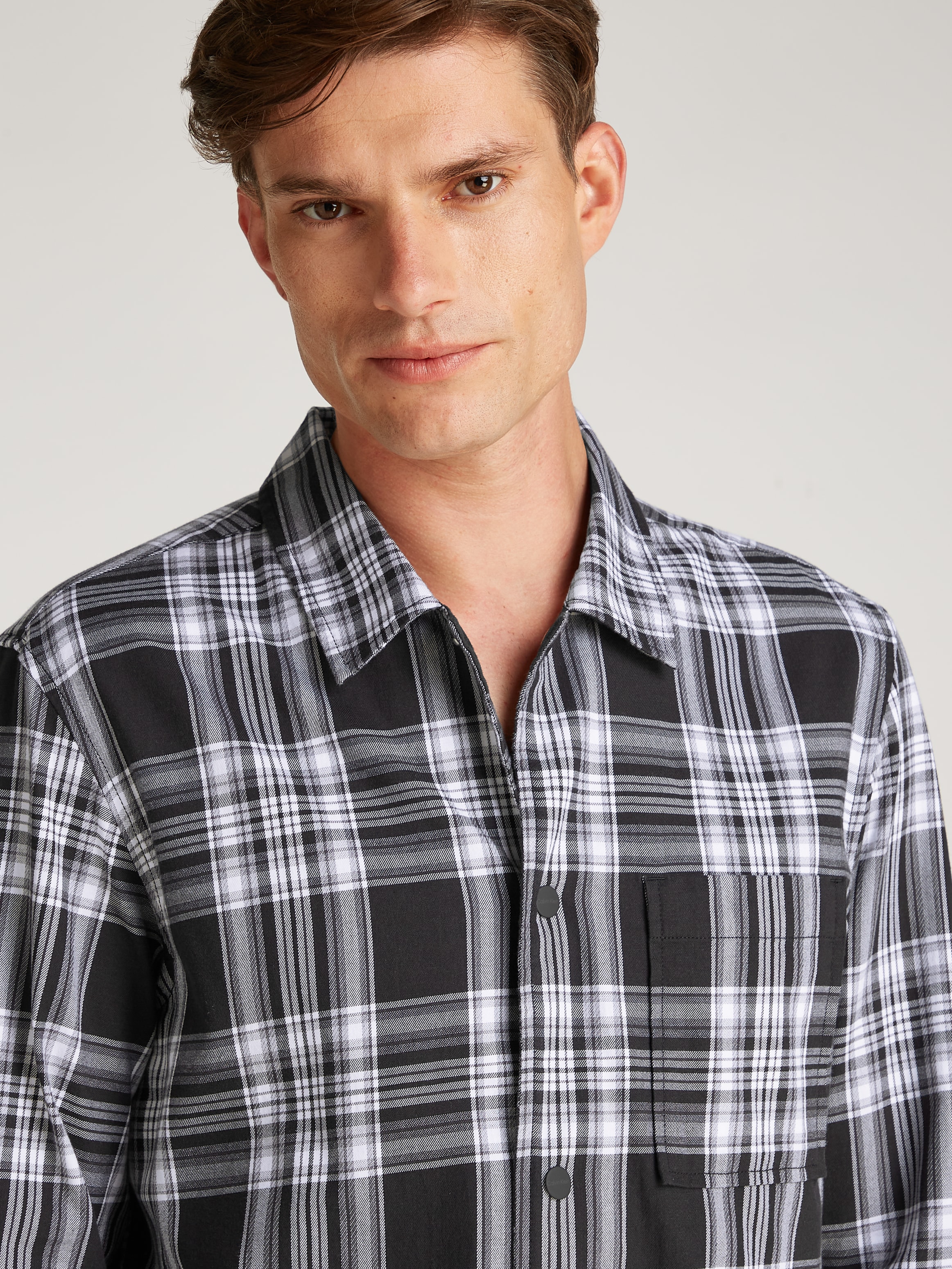 Calvin Klein Karohemd »TWILL CHECK SNAPS OVERSHIRT«, mit Logoprint