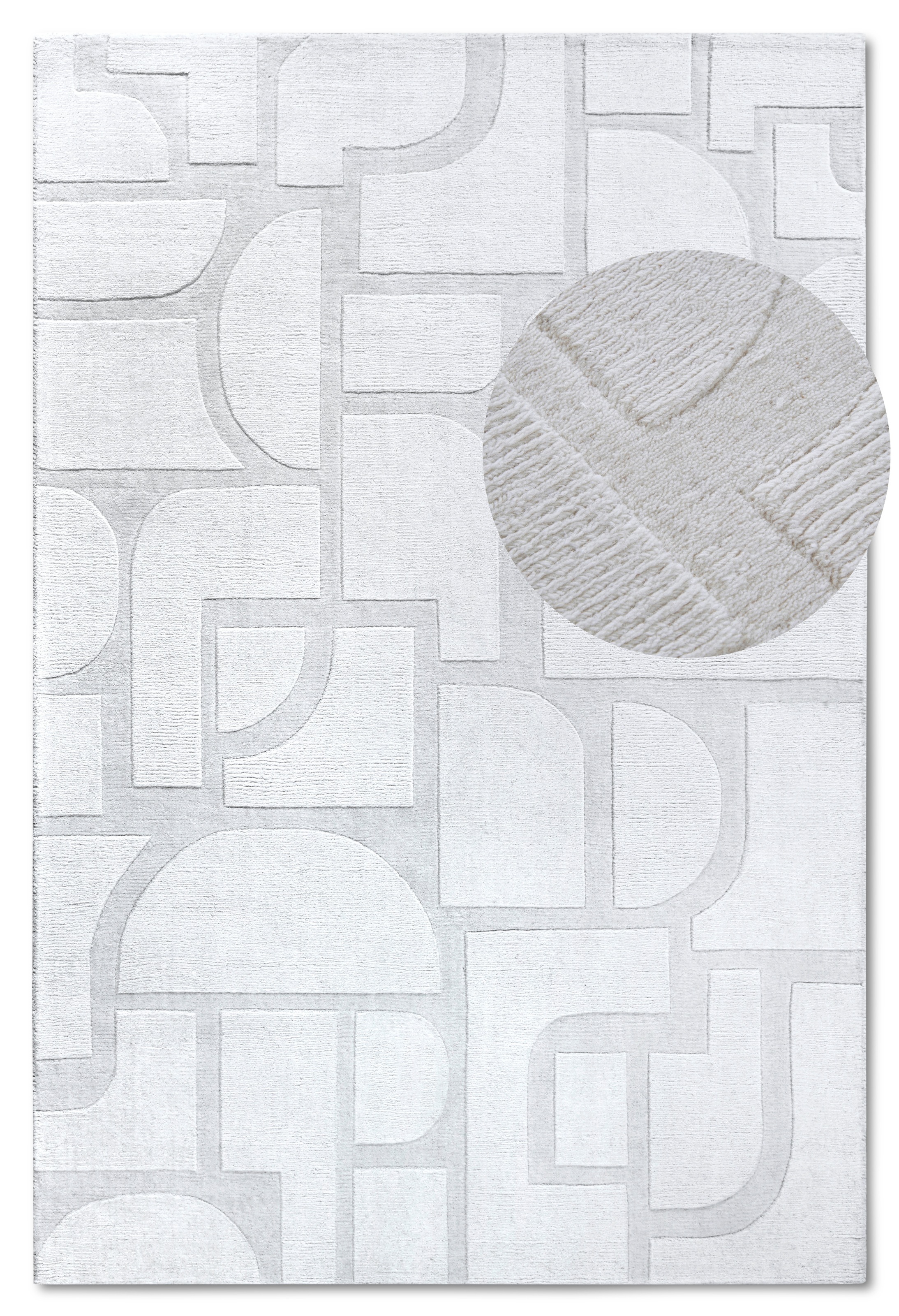 THE RUGS Villeroy & Boch 1906 Wool Rug Alexis – Soft Handwoven Geometric Design in White | Size: 160cm x 230cm