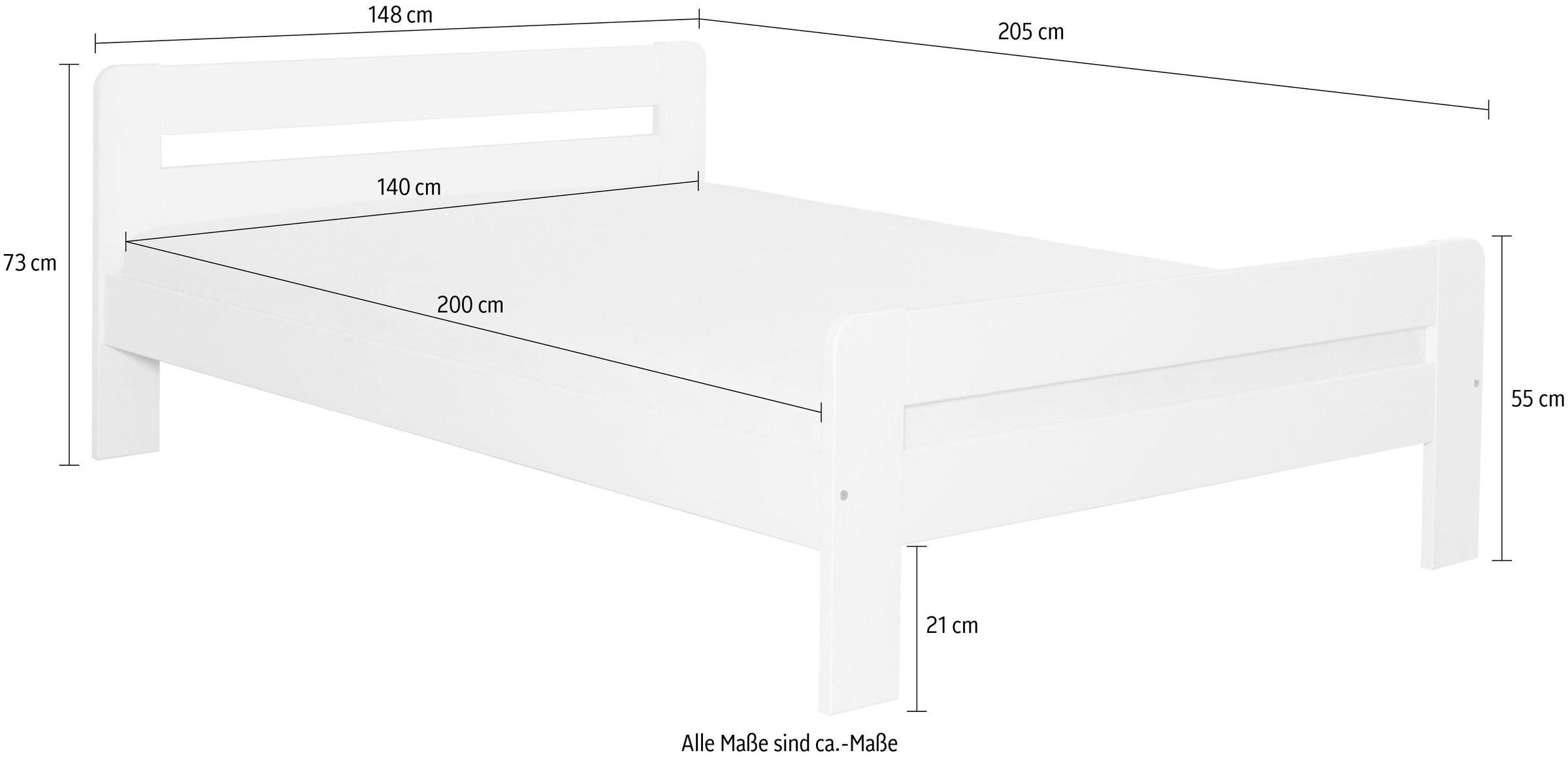Ticaa Massivholzbett »"Bert", FSC®-zertifiziert (Kiefer), Jugendbett, mit Lattenrost«, (90x200cm, 100x200cm, 140x200cm), ideal für das Kinder- und Jugendzimmer, Massivholz