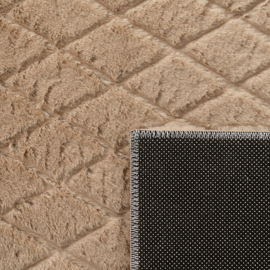 Paco Home Hochflor-Teppich »Arnheim 742«, rechteckig, Uni Farben, Rauten Muster, besonders weich, Hoch-Tief Effekt