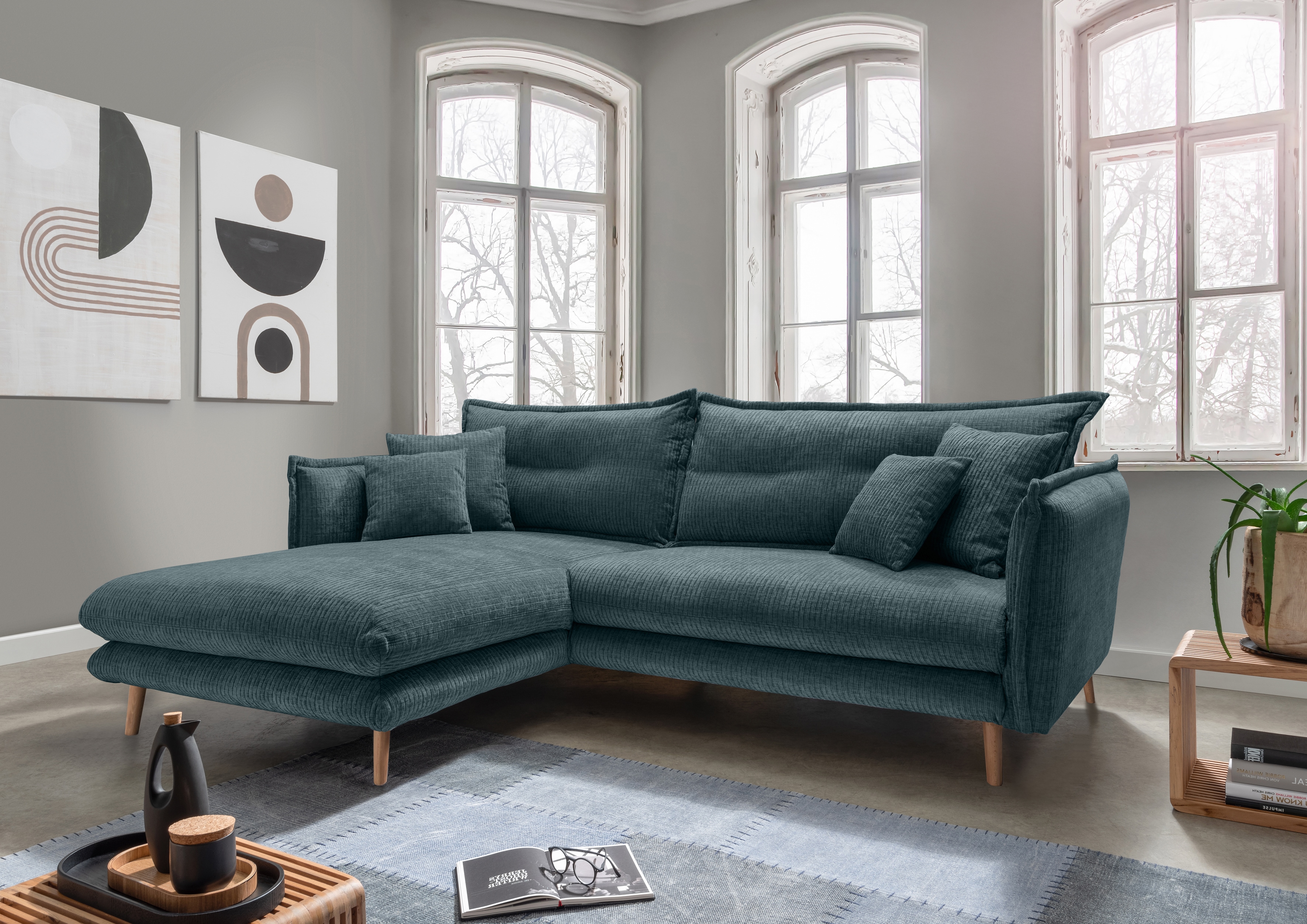 Home affaire Ecksofa "Lazio, 255 x 180 cm, modern und bequem" zwei verschiedene Fussfarben wählbar