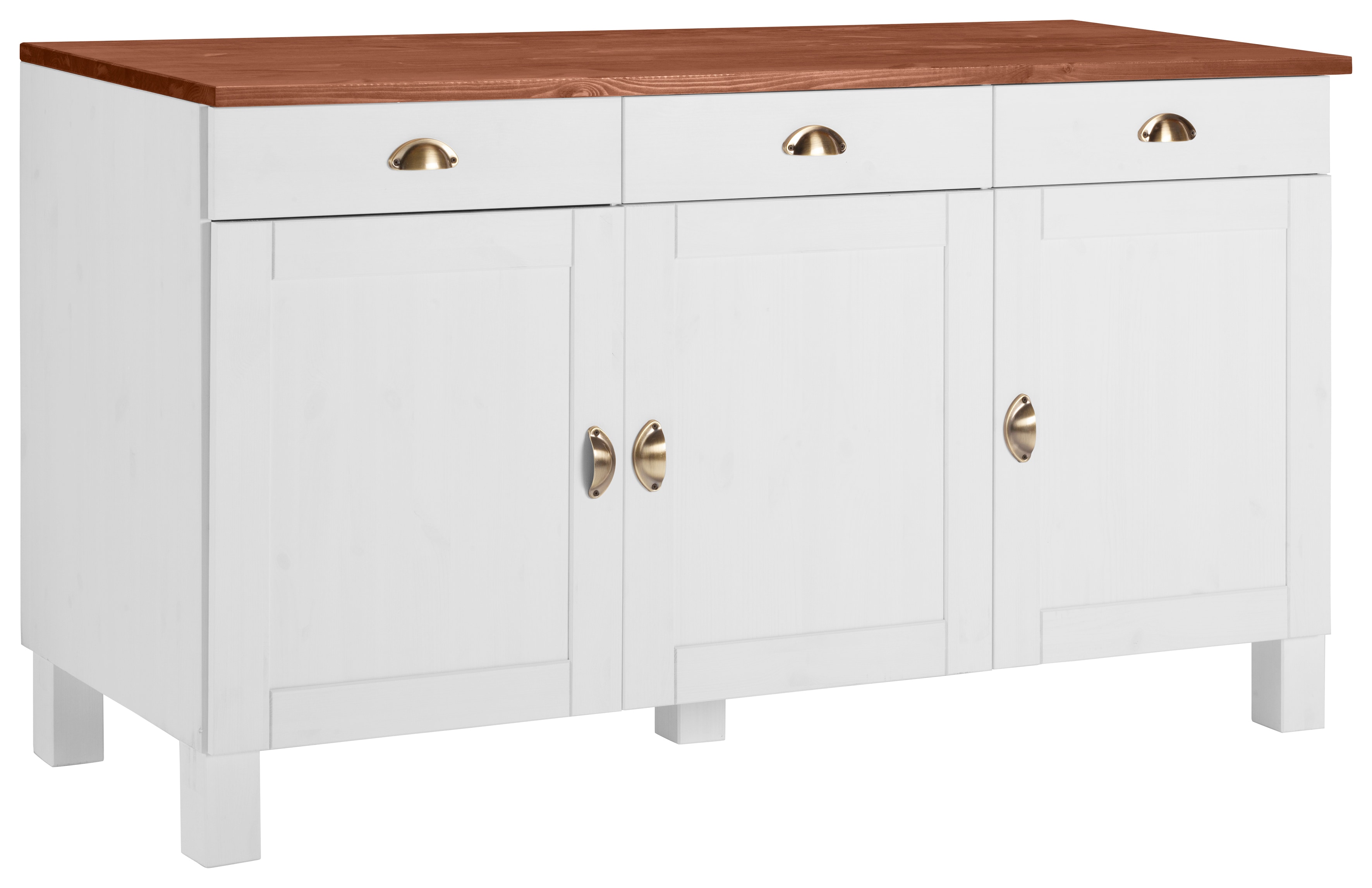 Home affaire Unterschrank »Oslo« 150 cm breit, 3 Türen, 3 Schubladen, aus massiver Kiefer, Metallgriffe