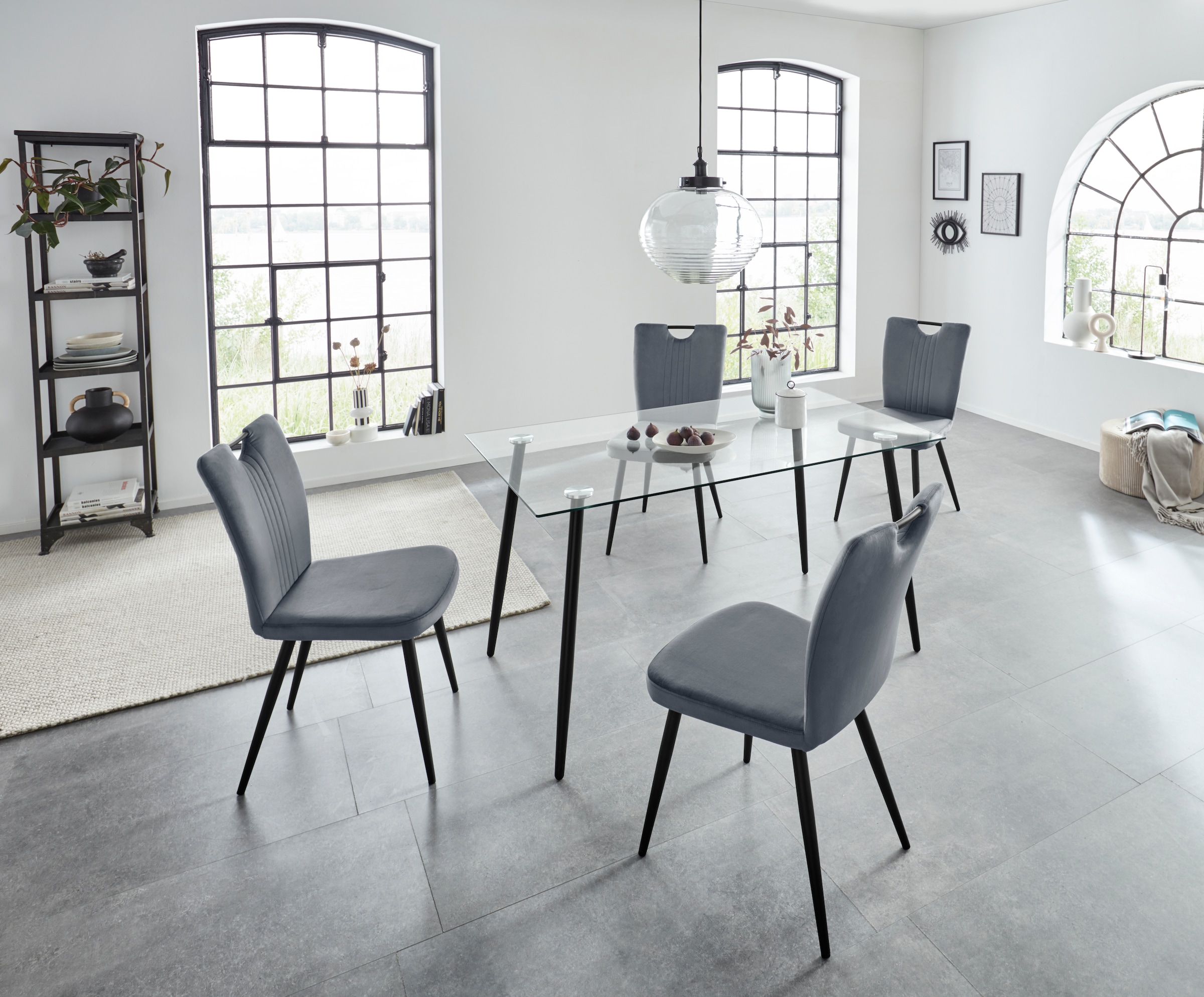 INOSIGN Glastisch »Danny, TOPSELLER!«, (Esstisch, Glastisch), Esstisch Breite 140 cm, Metallapplikationen, modernes Design
