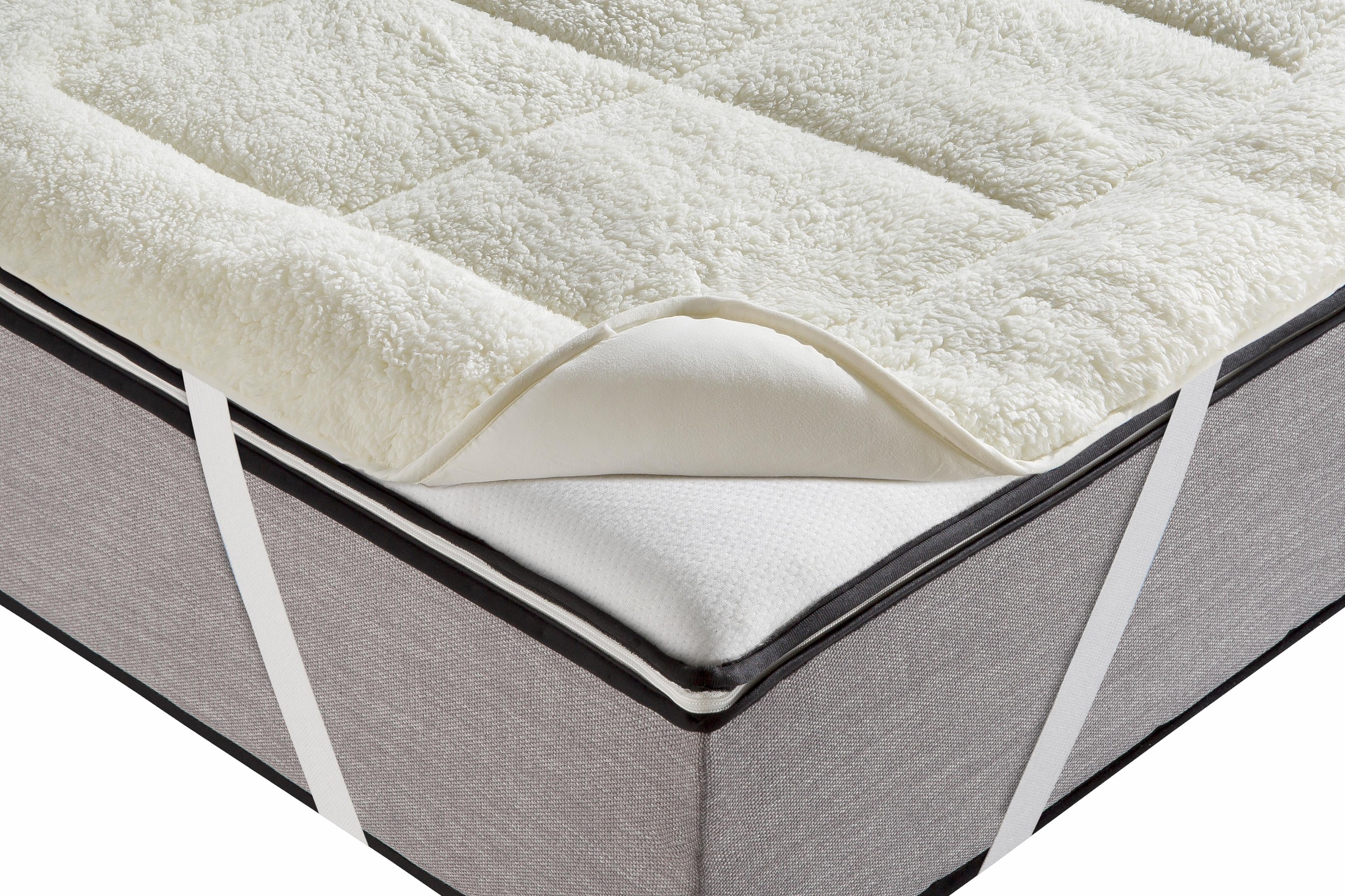 RIBECO Matratzenauflage "Luise, in Lammfloor Optik, 90x200 cm und weitere Größen" Auflage beidseitig für Sommer und Winter nutzbar, waschbar bis 60C