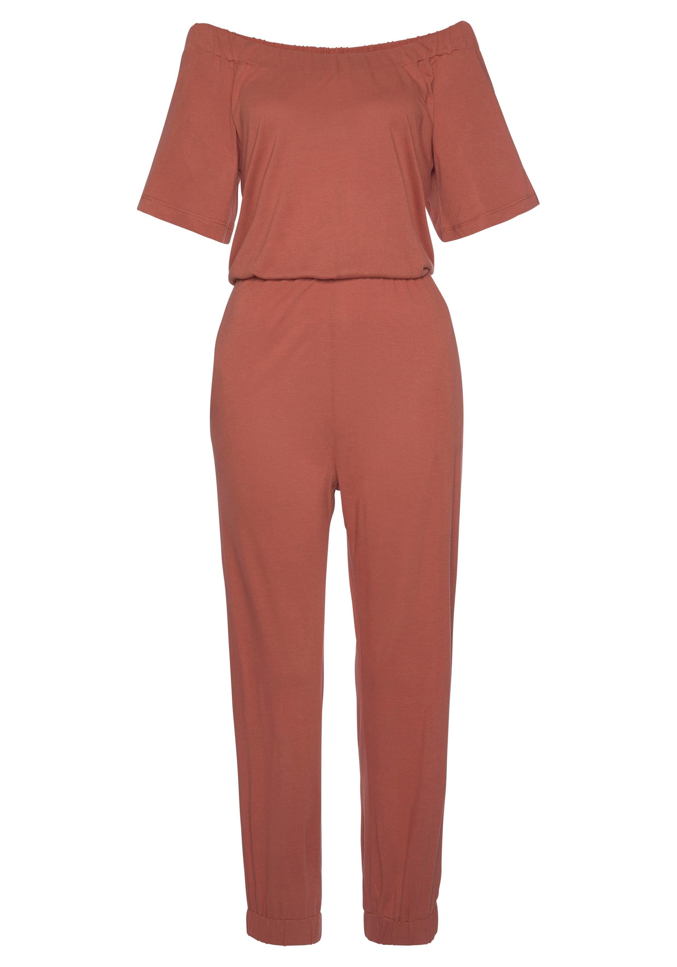 LASCANA Overall, im Carmenstyle, sommerlicher Jumpsuit mit Taschen, schulterferfrei