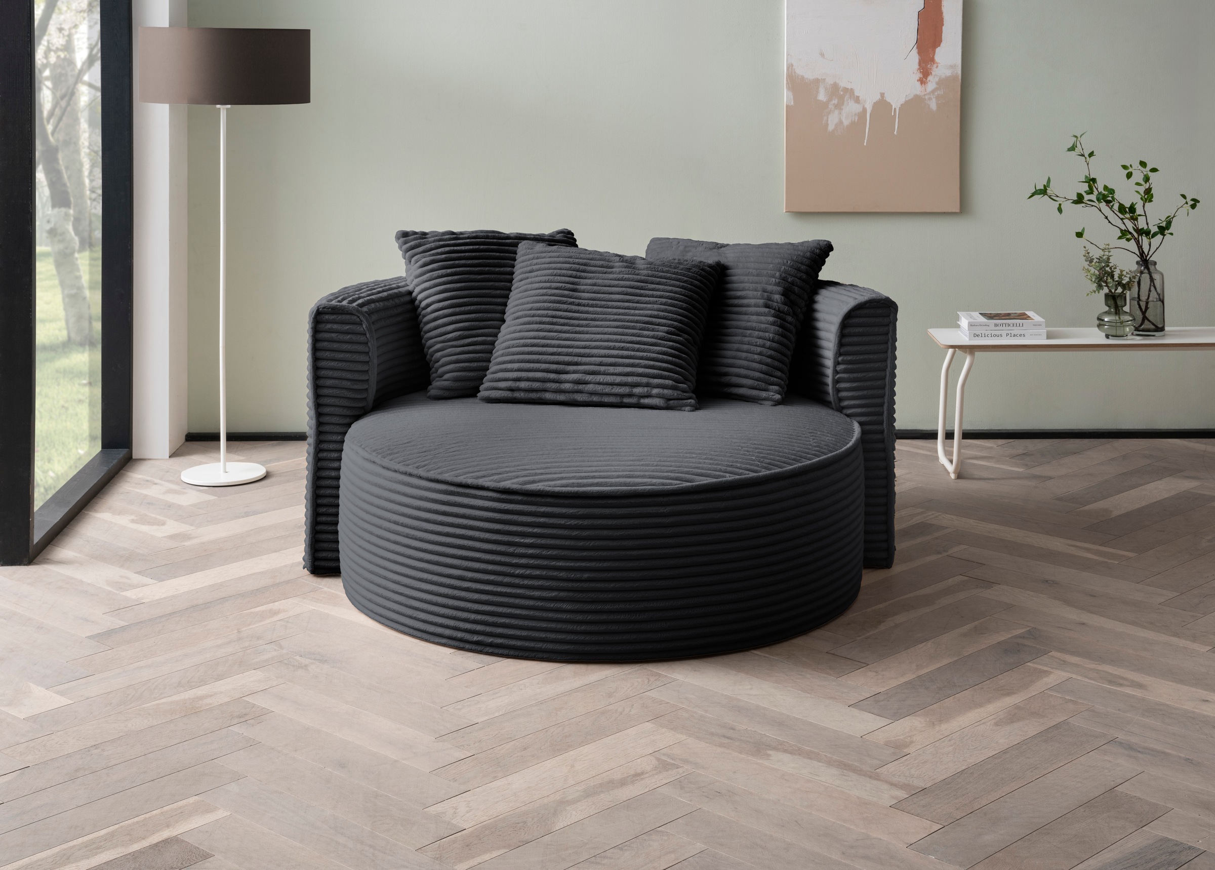 LeGer Home by Lena Gercke XXL-Sessel »Isalie, Lesesessel, Loveseat, inklusive Zierkissen«, extra grosse Sitzfläche, optional mit Hocker, Cord, Samt, Bouclé