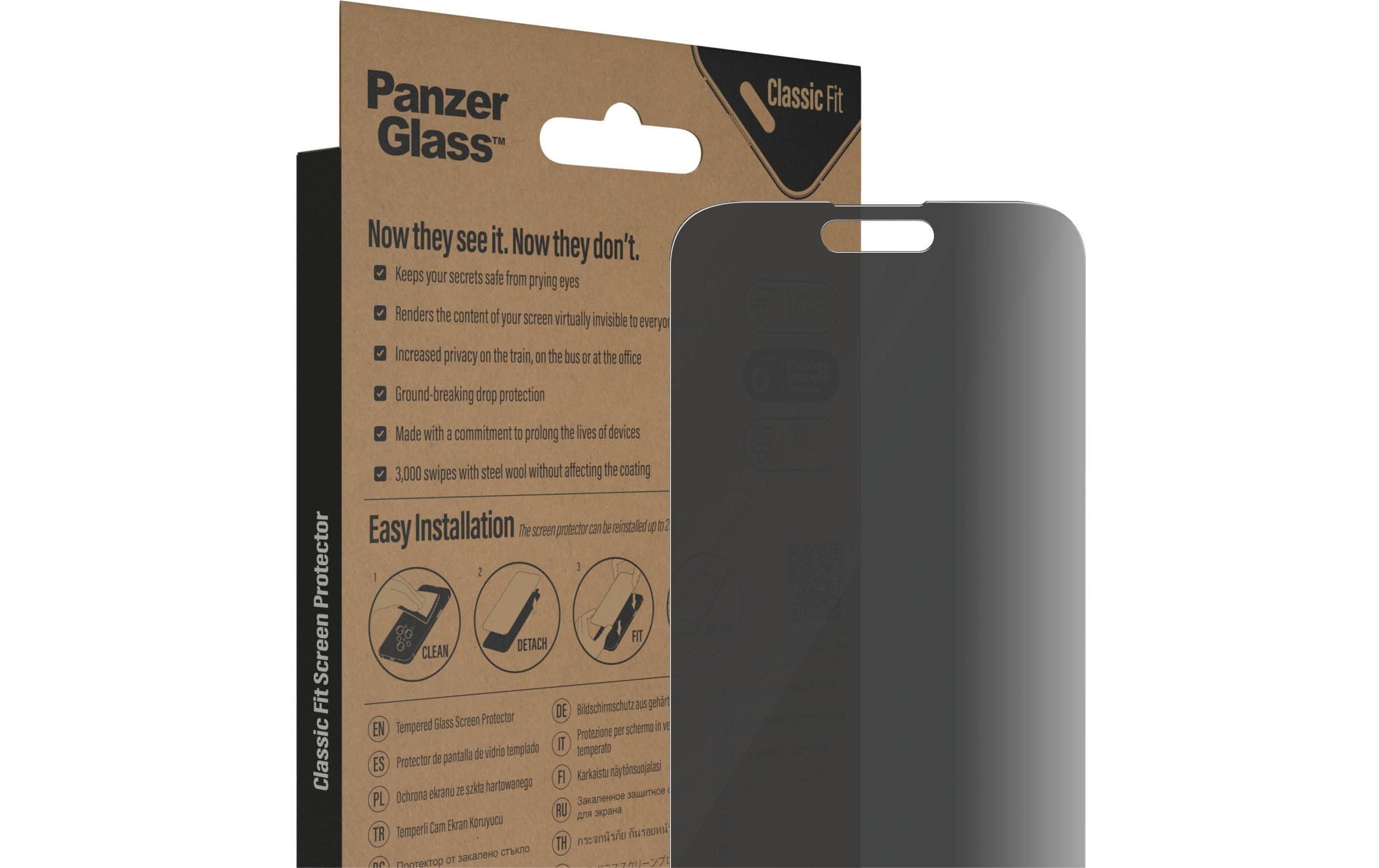 PanzerGlass Displayschutzglas »Classic Fit Privacy iPhone 14 Pro Max«, für iPhone 14 Pro Max, (1 St.)