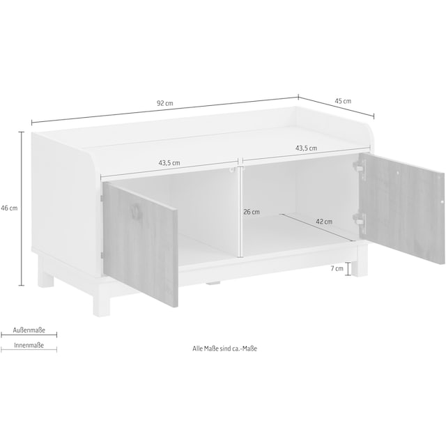 Home affaire Bank »Goslar«, mit schönen Metallgriffen, folierter  Holzwerkstoff, Breite 92 cm online kaufen | Jelmoli-Versand