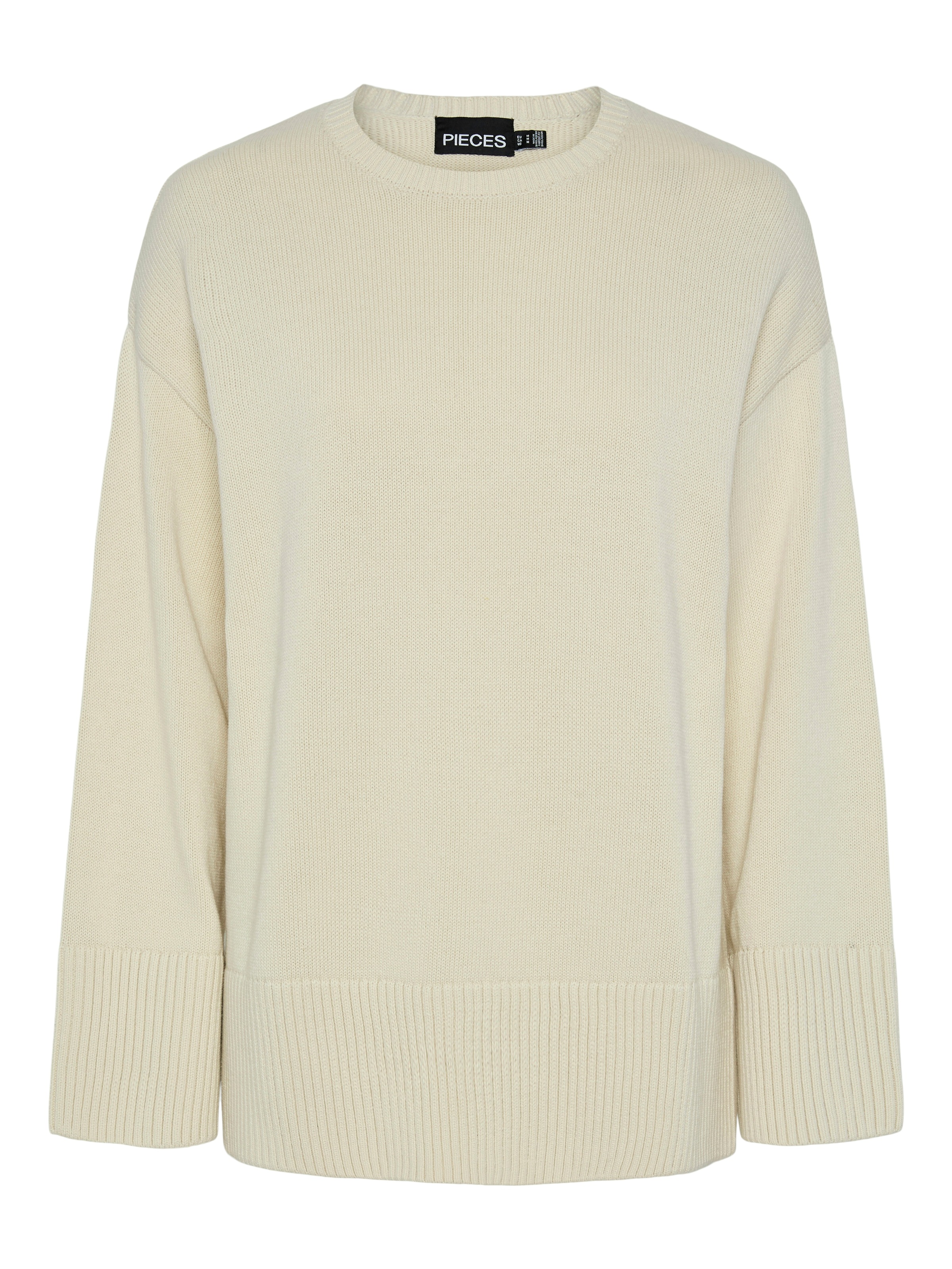 pieces Rundhalspullover »PCAVA LS O-NECK SLIT KNIT NOOS«
