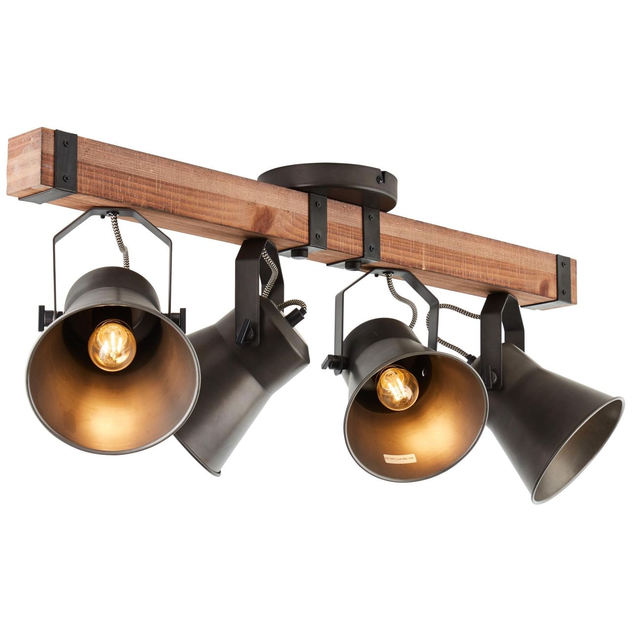Brilliant Deckenstrahler »Decca«, 4 flammig, Leuchtmittel E27 | ohne Leuchtmittel, Spotbalken 4flg schwarz stahl