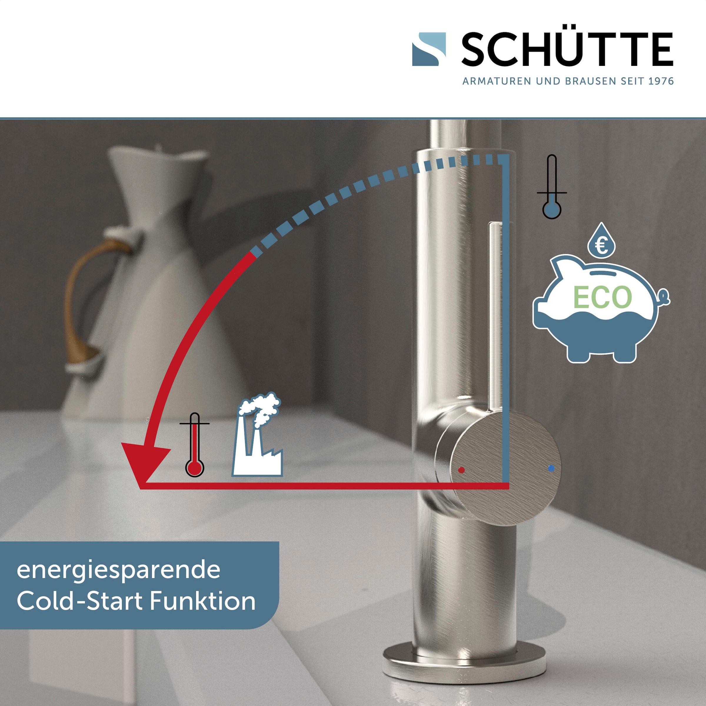 Schütte Spültischarmatur »Design«, ausziehbar, 360° schwenkbar, Edelstahloptik/Schwarz, Hochdruck