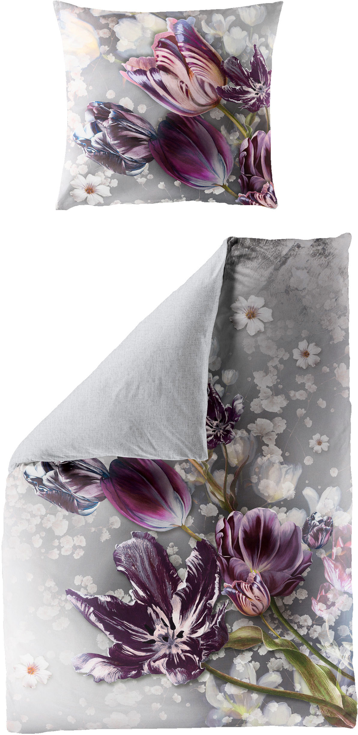 Wendebettwäsche »Tuli«, (2 tlg.), Mako-Satin, 100 % Baumwolle, mit floralem Muster,...