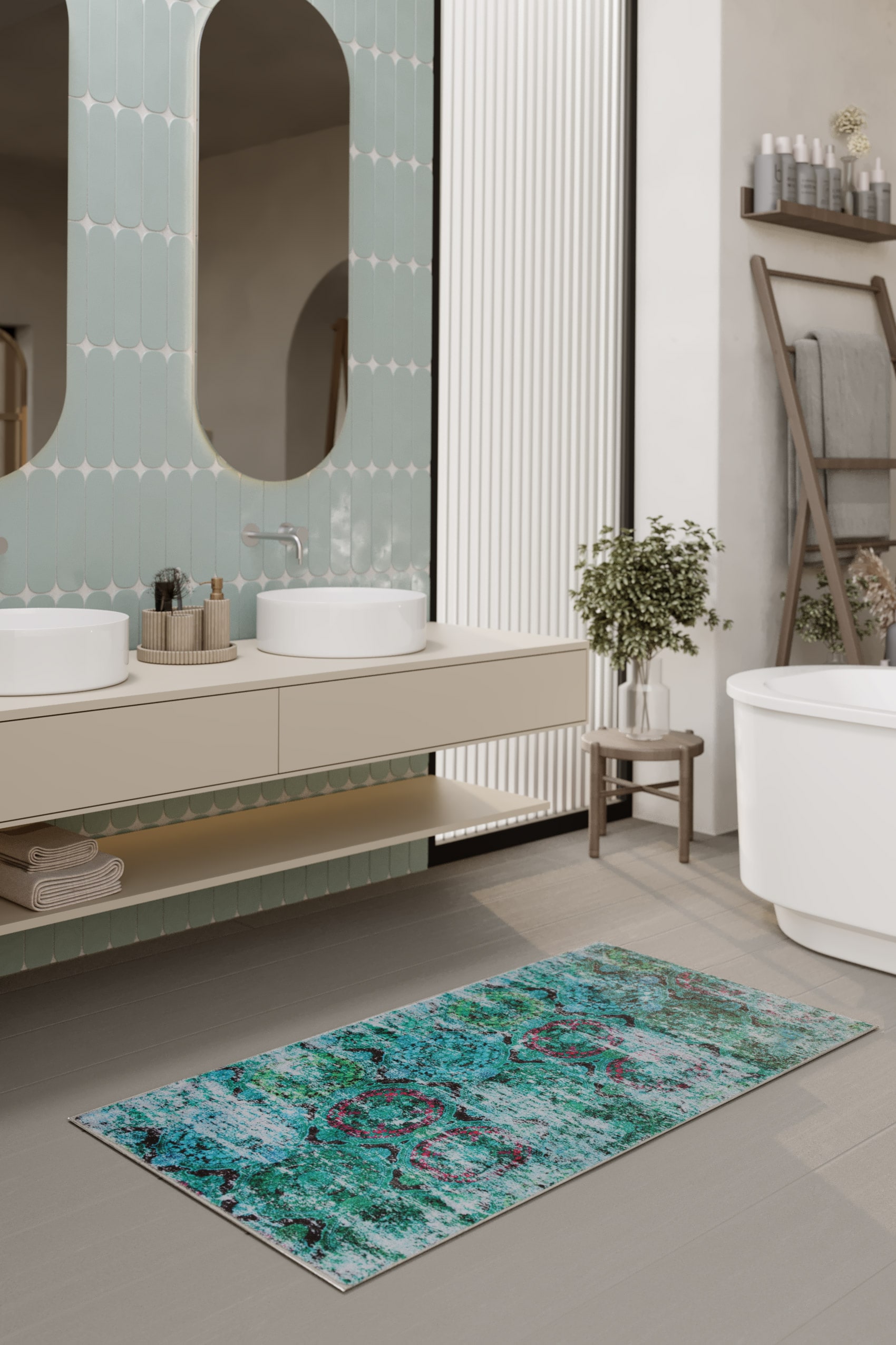 Wecon home Badematte »Beach Front«, fussbodenheizungsgeeignet, Vintage, waschbar, rutschfest, schnell trocknend, robust, Badteppich