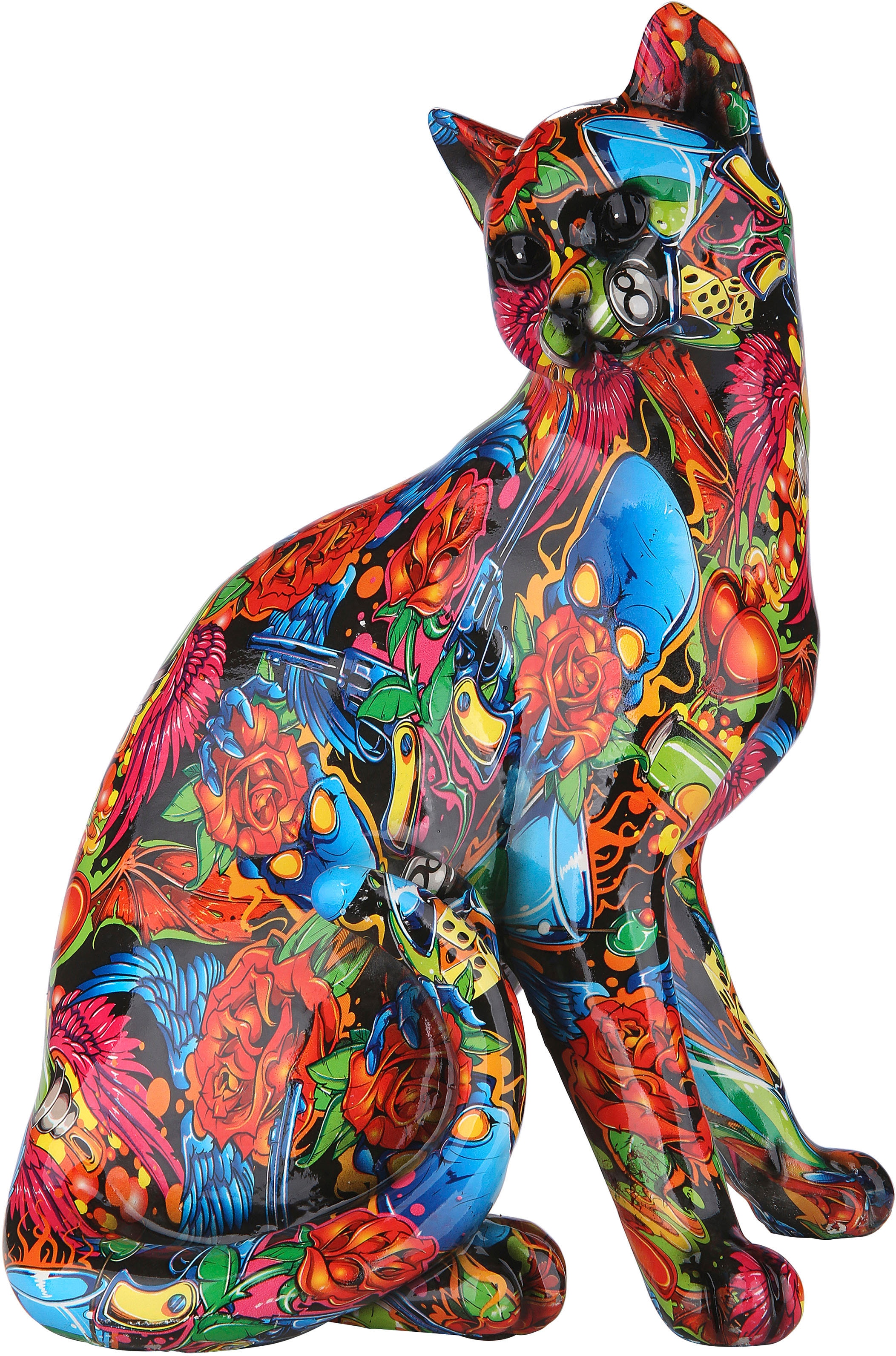 GILDE Dekofigur »Figur Pop Art Katze«, Dekoobjekt, Tierfigur, Höhe 29 cm, Wohnzimmer