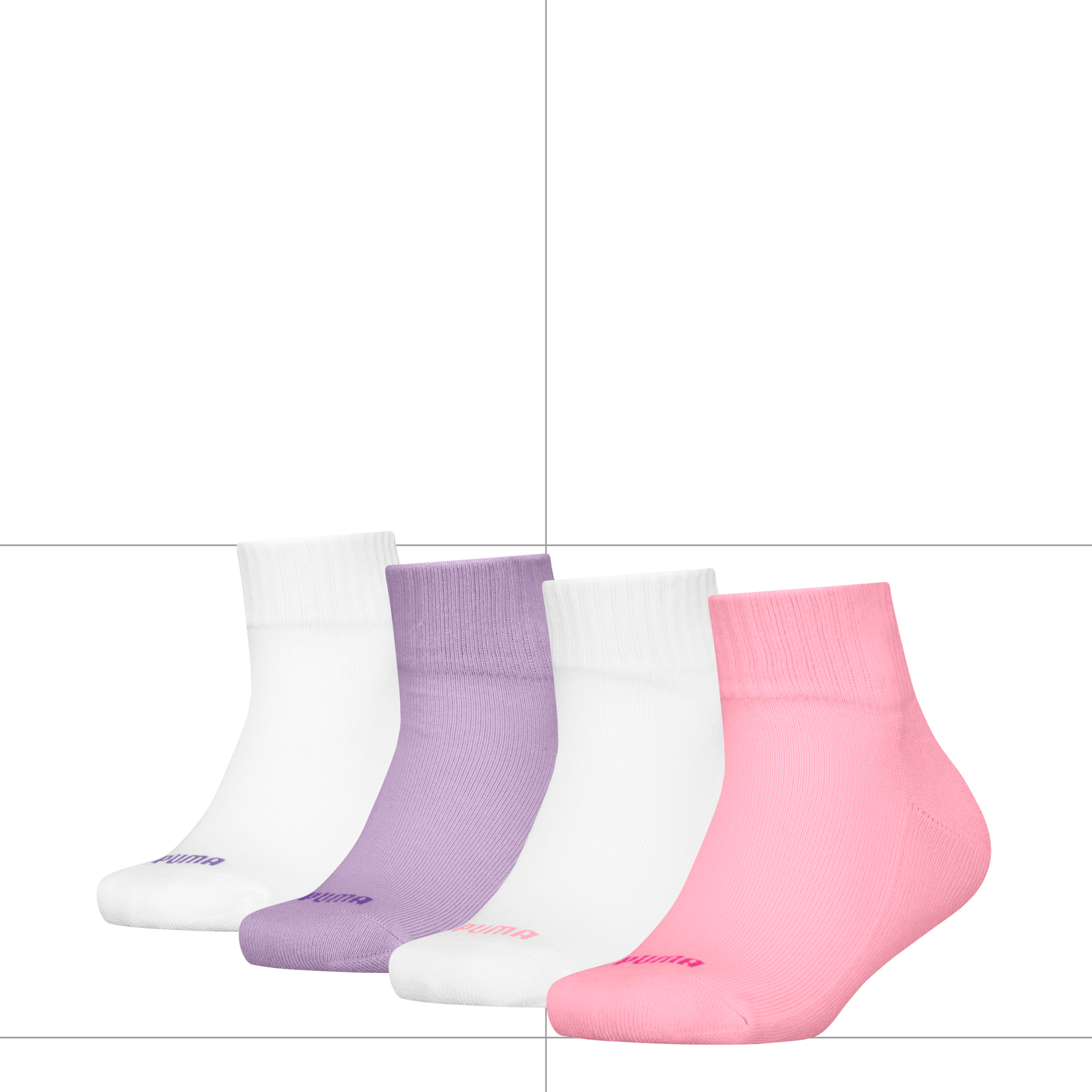 PUMA Kurzsocken »PUMA KIDS HEART LOGO QUARTER 4P ECOM« 4er-Pack, mit verstärkter Ferse