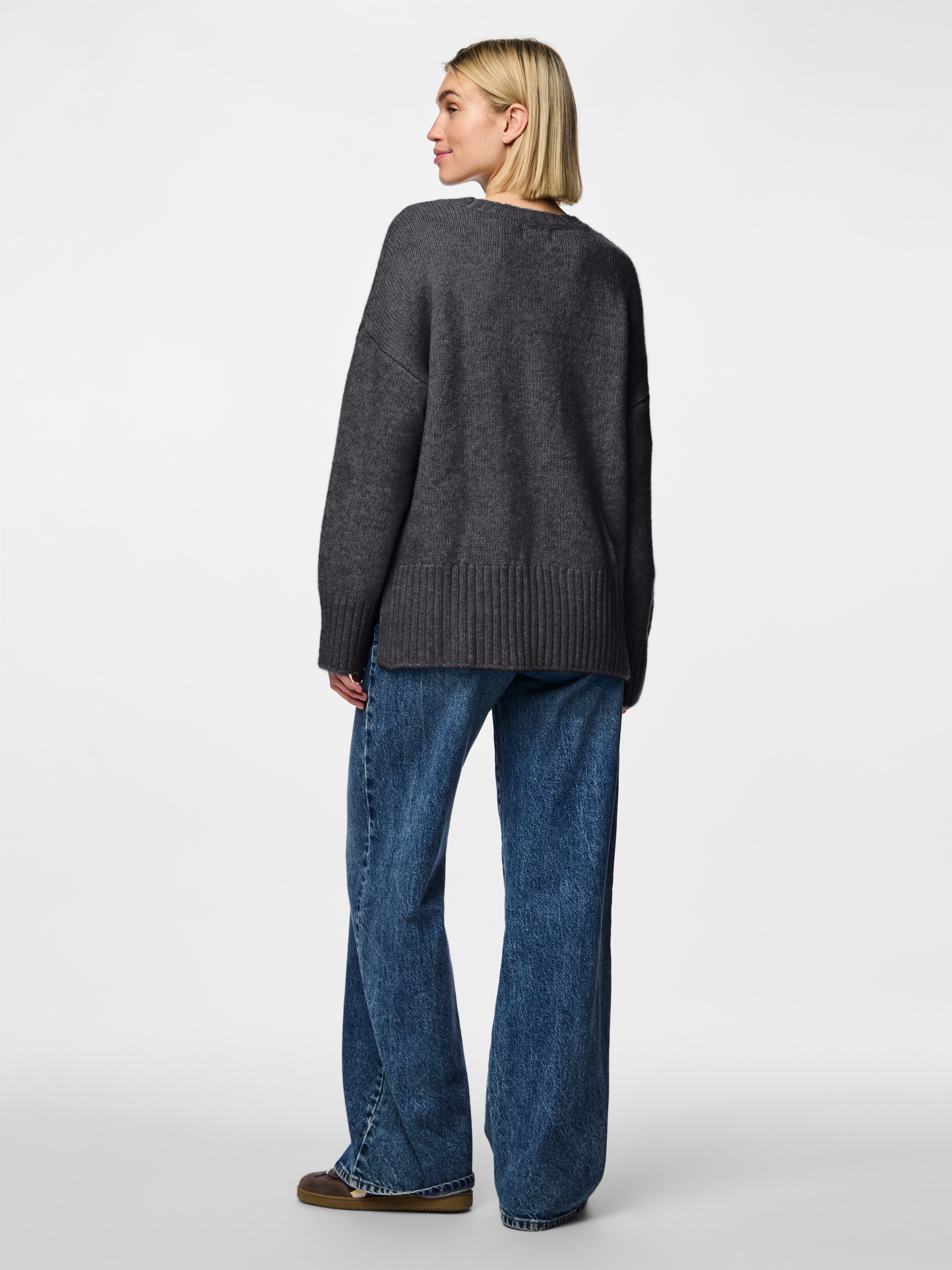 pieces Rundhalspullover »PCNANCY LS LOOSE O-NECK KNIT NOOS BC«, Oversized