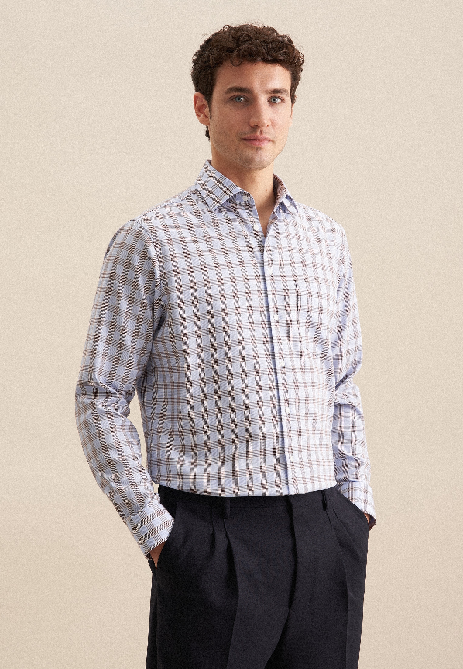 seidensticker Businesshemd »Regular« Regular 1/1 Kentkragen Karo