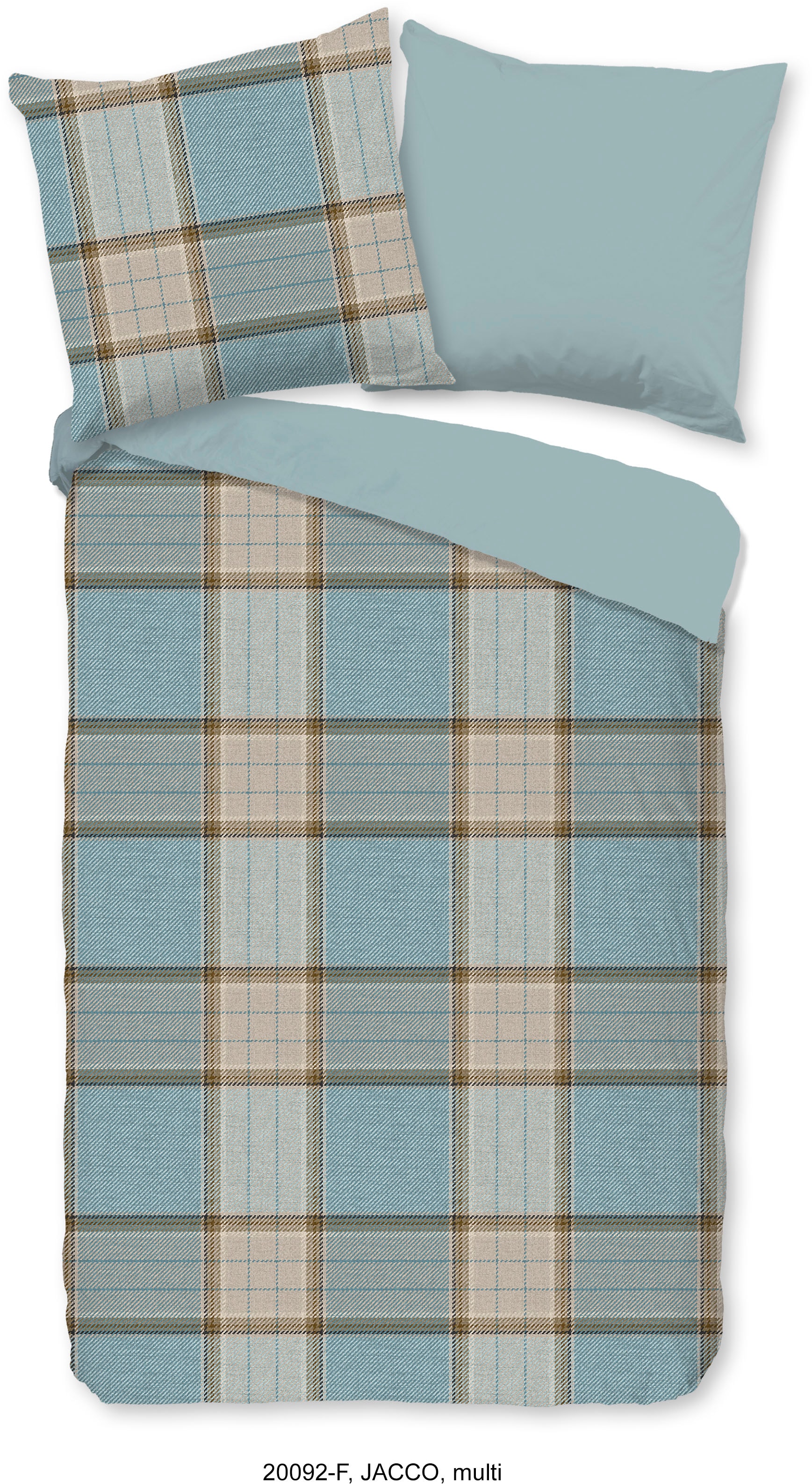 good morning Wendebettwäsche »Jaccos«, Biber, 135x200, Winter, Warm, Reissverschluss, Wendeoptik, Karo