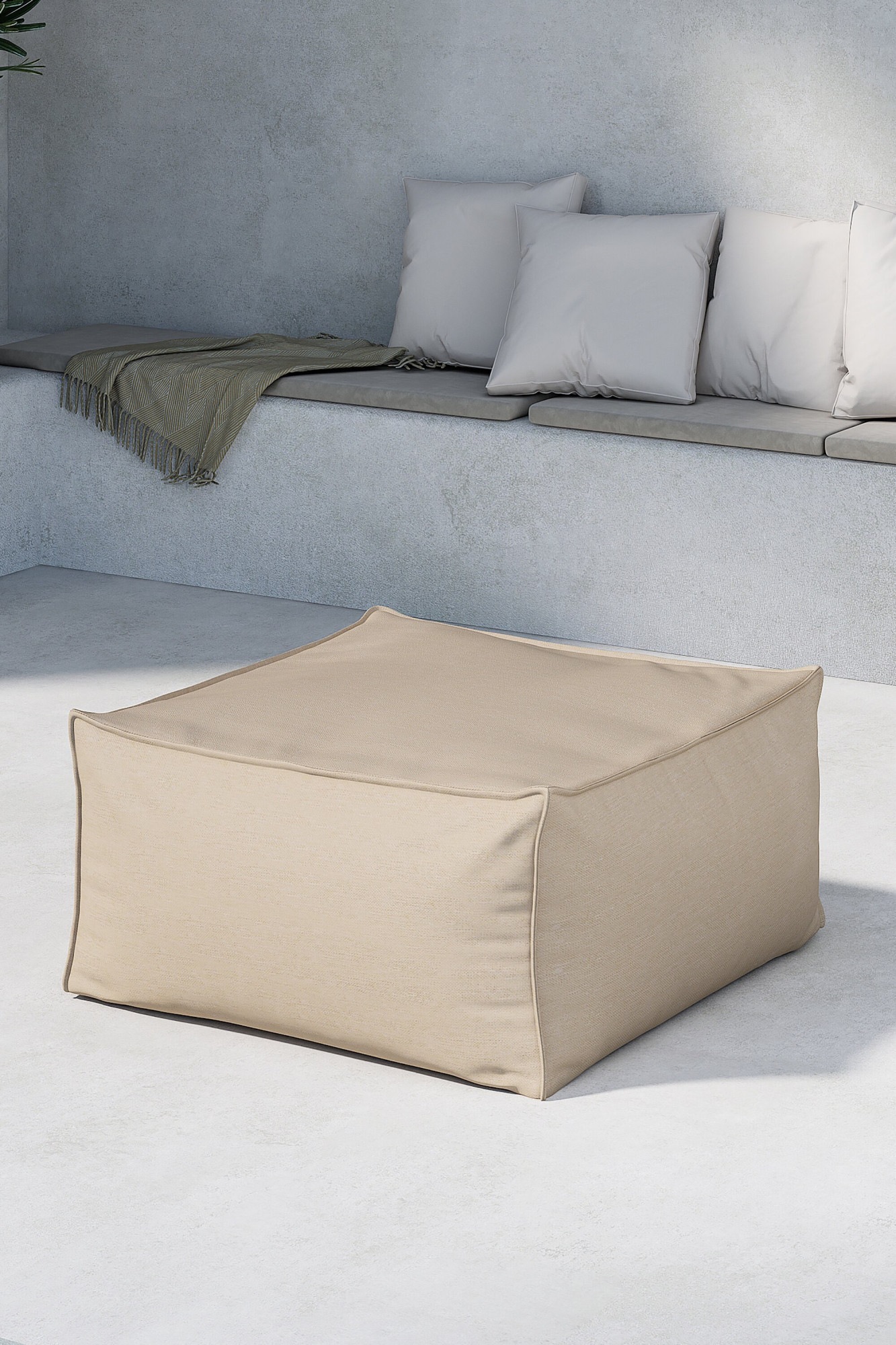 Venture Home Gartenlounge-Hocker "Rambo, vielseitiger Outdoor-Hocker 85 × 85 cm, belastbar bis 150 kg" Loungehocker, Olefin-Bezug, Polystyrol-Füllung, modular, beige