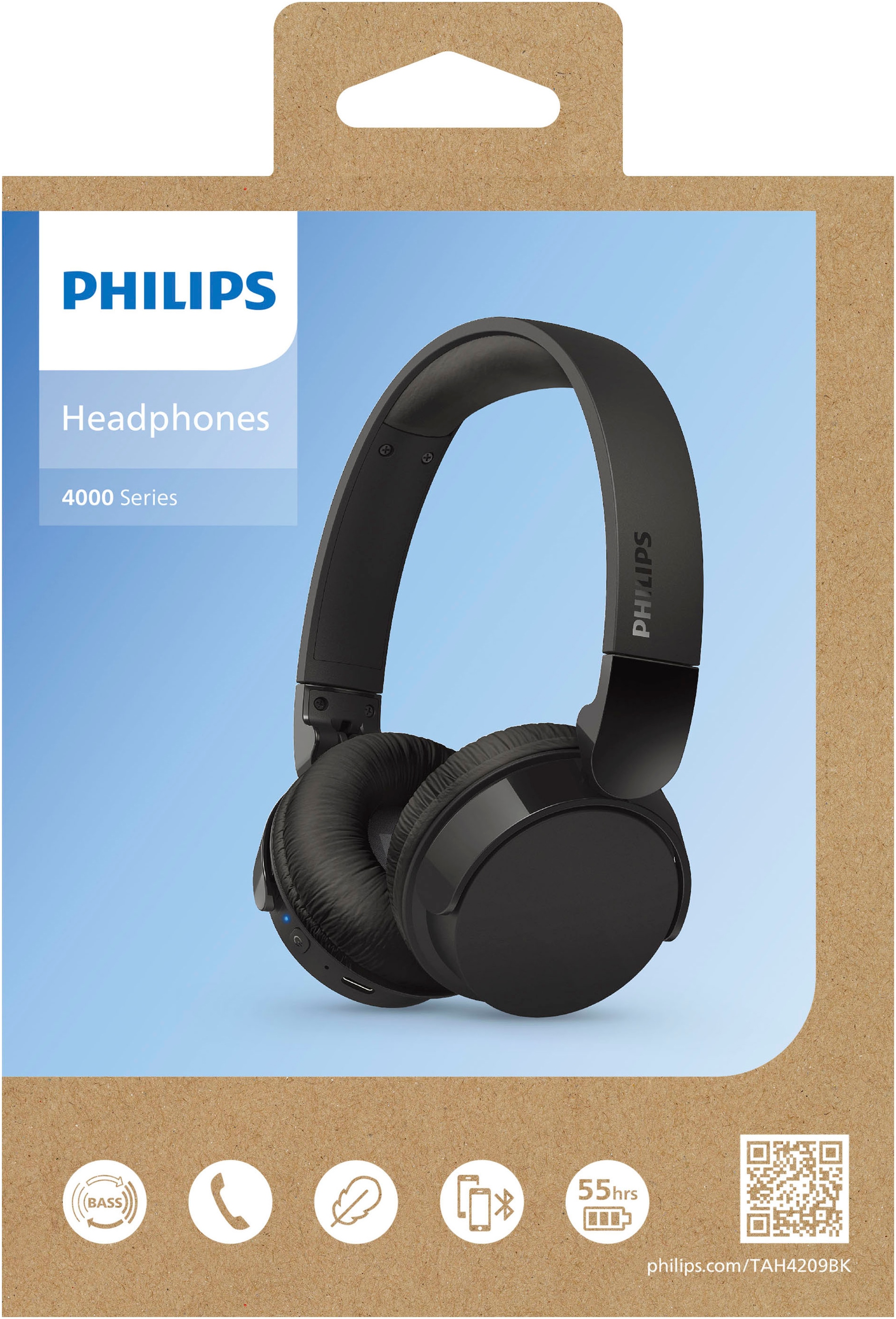Philips On-Ear-Kopfhörer »TAH 4209«, Bluetooth-A2DP Bluetooth-AVRCP Bluetooth-HFP, Geräuschisolierung-Multi-Point-Verbindung-Sprachsteuerung-integrierte Steuerung für Anrufe und Musik