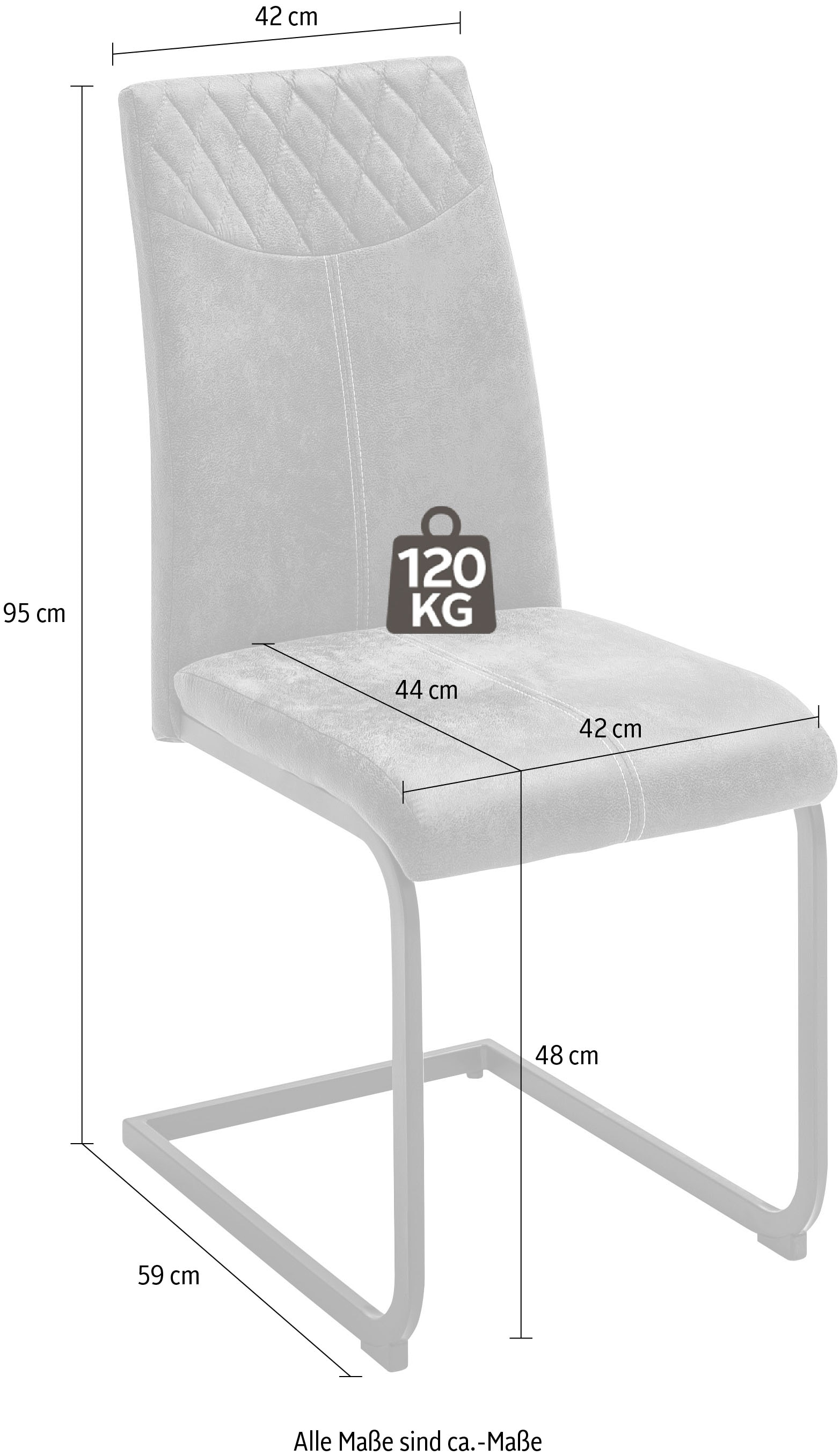 MCA furniture Esszimmerstuhl »Aosta«, (Set), 4 St., Stoffbezug, Stoffbezug Vintagelook, Stuhl belastbar bis 120 Kg