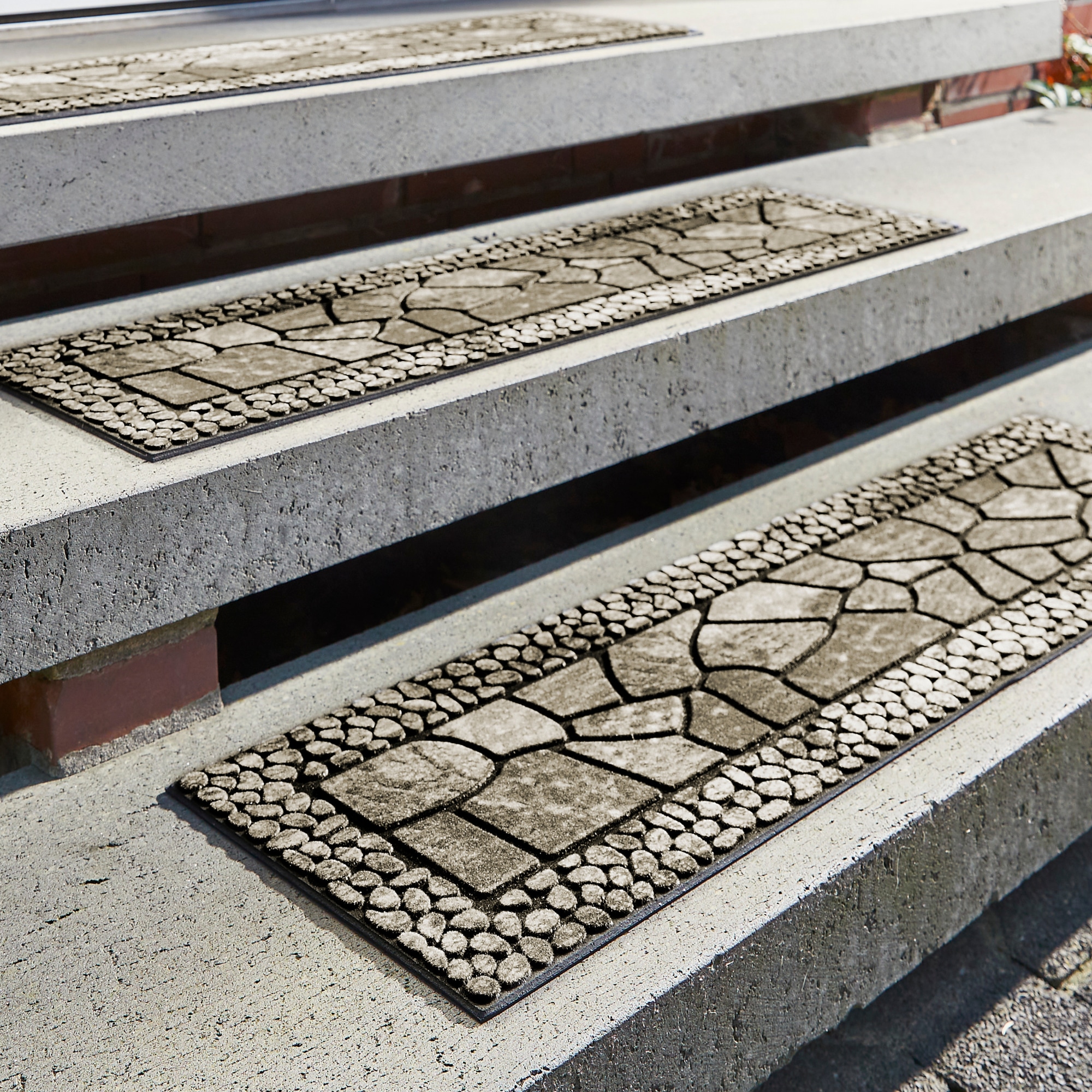 Andiamo Stufenmatte "Outdoor, 2er Set" rechteckig 6 mm Höhe Outdoor-Stufenmatten, Stein Motiv, Gartenbereich, Außenbereich