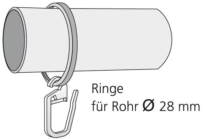 Liedeco Gardinenring, (Packung, 10 St., mit Faltenlegehaken), für Gardinenstangen Ø 28 mm