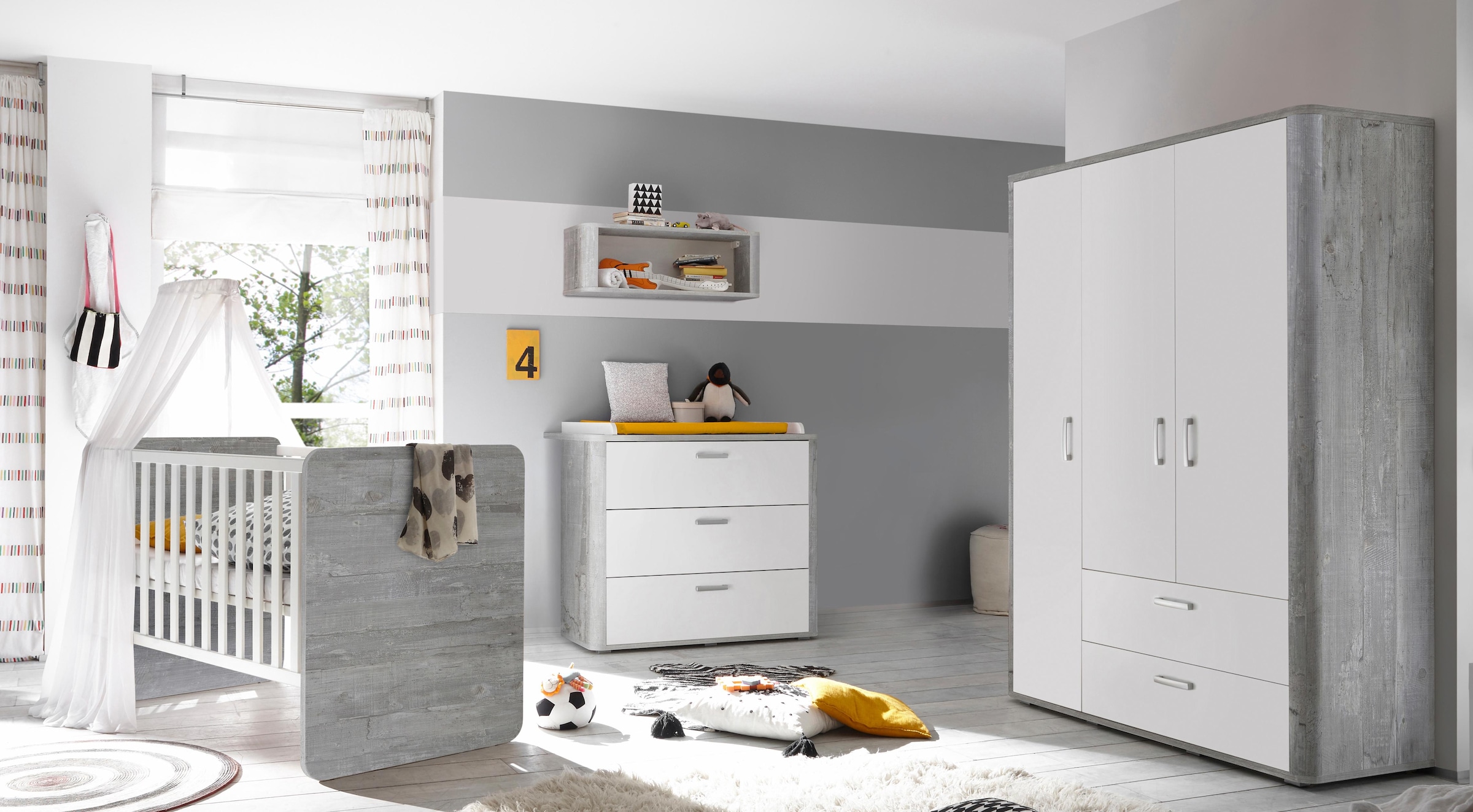 Mäusbacher Babyzimmer-Komplettset »Aarhus«, (Set, 3-teilig: Bett, Wickelkommode und Schrank)