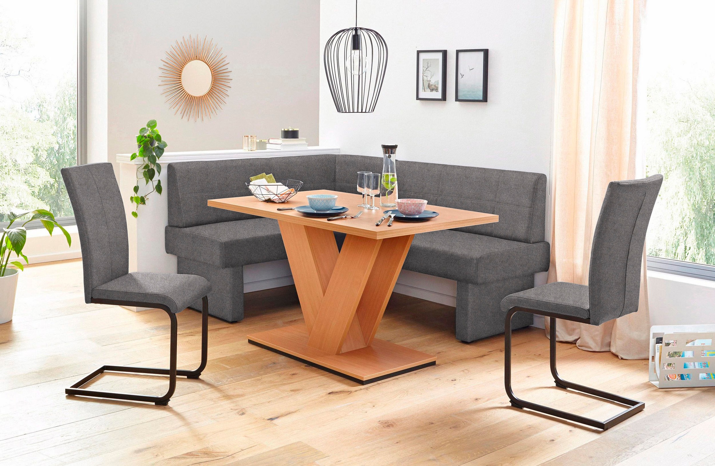 Home affaire Freischwinger »Nils«, (Set), 2 St., Strukturstoff-Struktur grob, Stuhl belastbar bis 120 Kg, Gestell Metall im Chrom-Look oder Schwarz