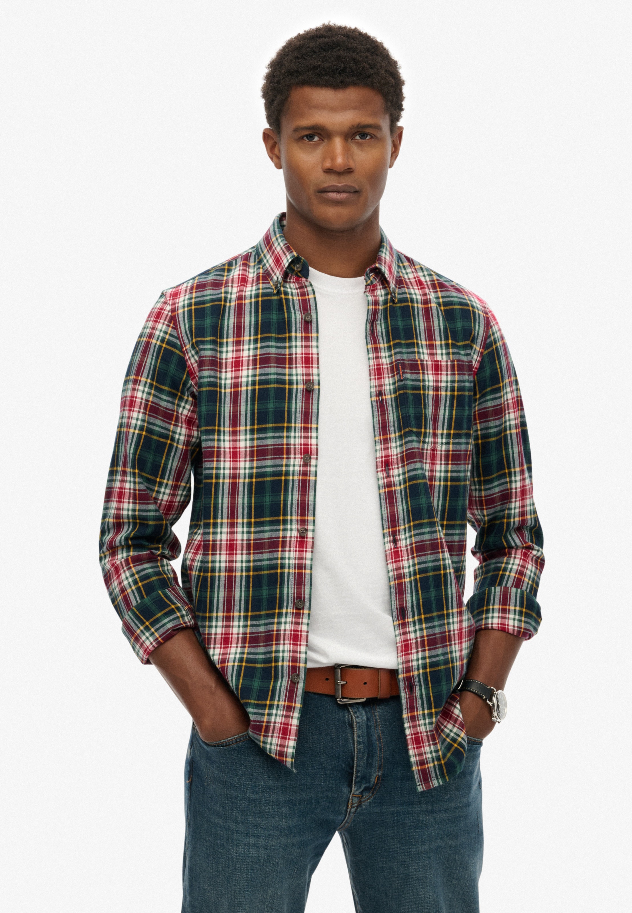 Superdry Langarmhemd "VINTAGE CHECK SHIRT" kariertes Design, mit Markenlabel, Regular Fit