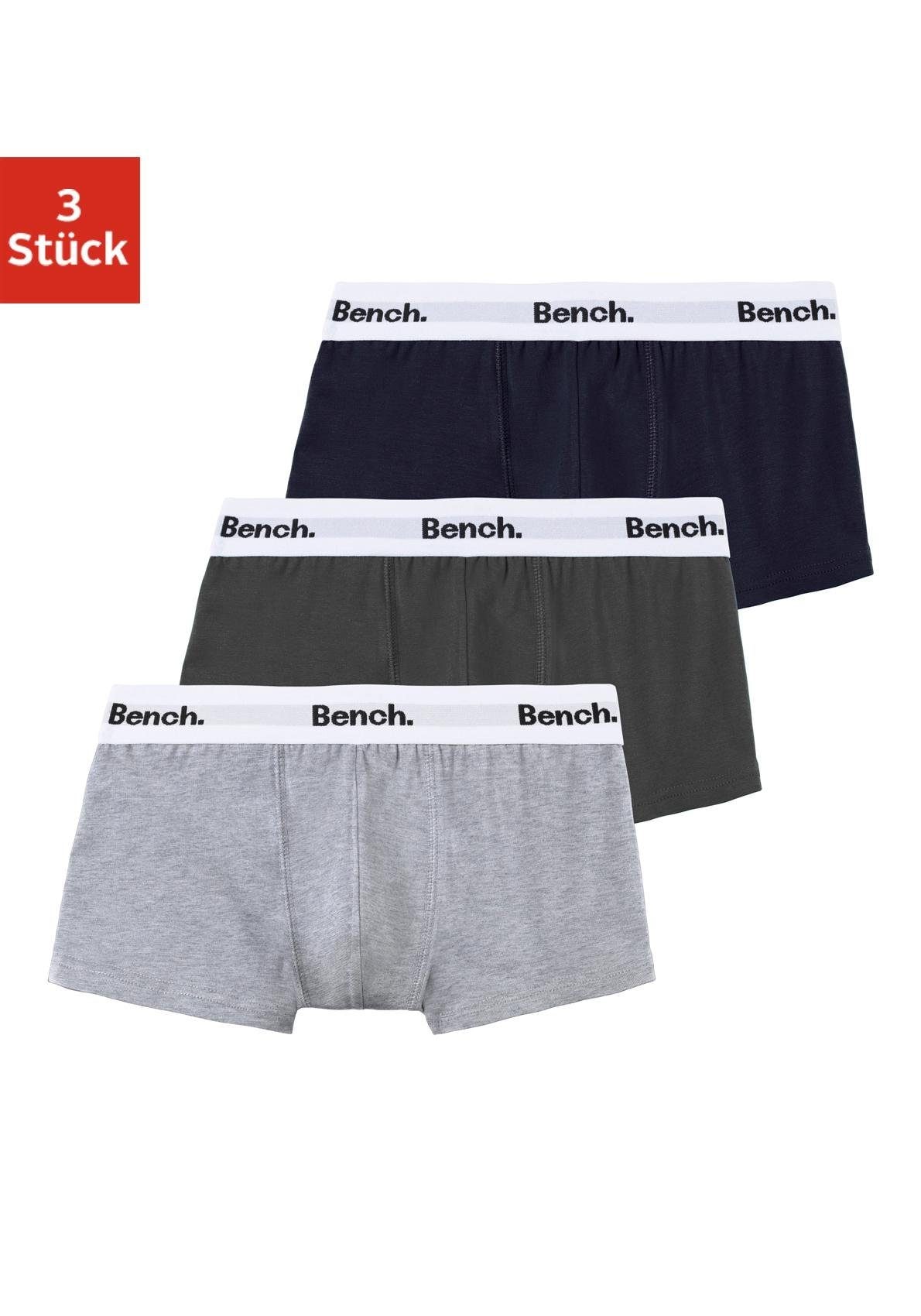 Bench. Boxer »Boxershorts für Jungen«, (Packung, 3 St.), mit weissem Bund mit Bench Schriftzug
